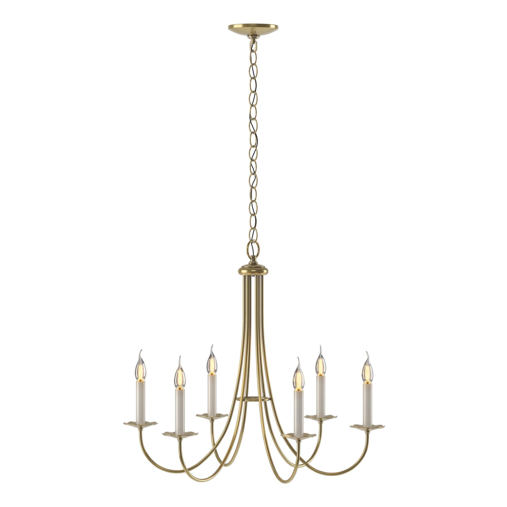 Simple Sweep 6 Arm Chandelier 6-Light in Modern Brass