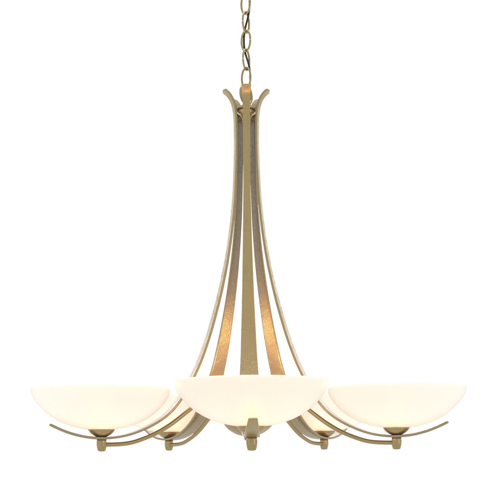 Aegis 5 Arm Chandelier 5-Light Opal Glass (GG) in Modern Brass
