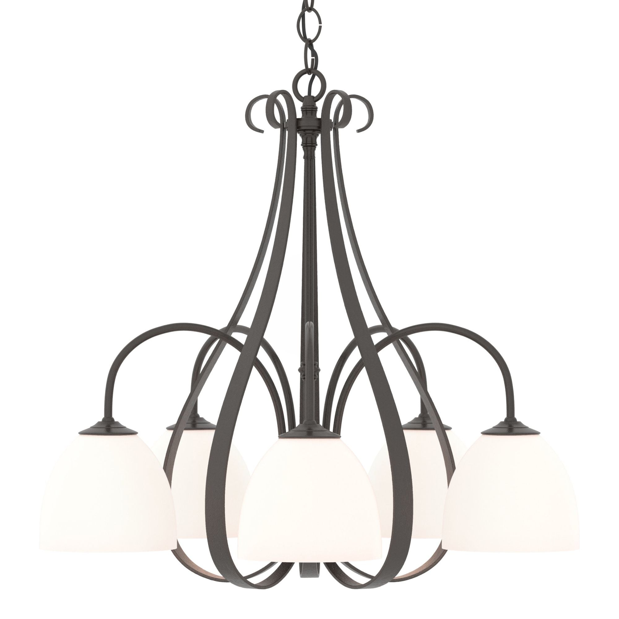 Sweeping Taper 5 Arm Chandelier 5-Light Opal Glass (GG) in Oil Rubbed Bronze