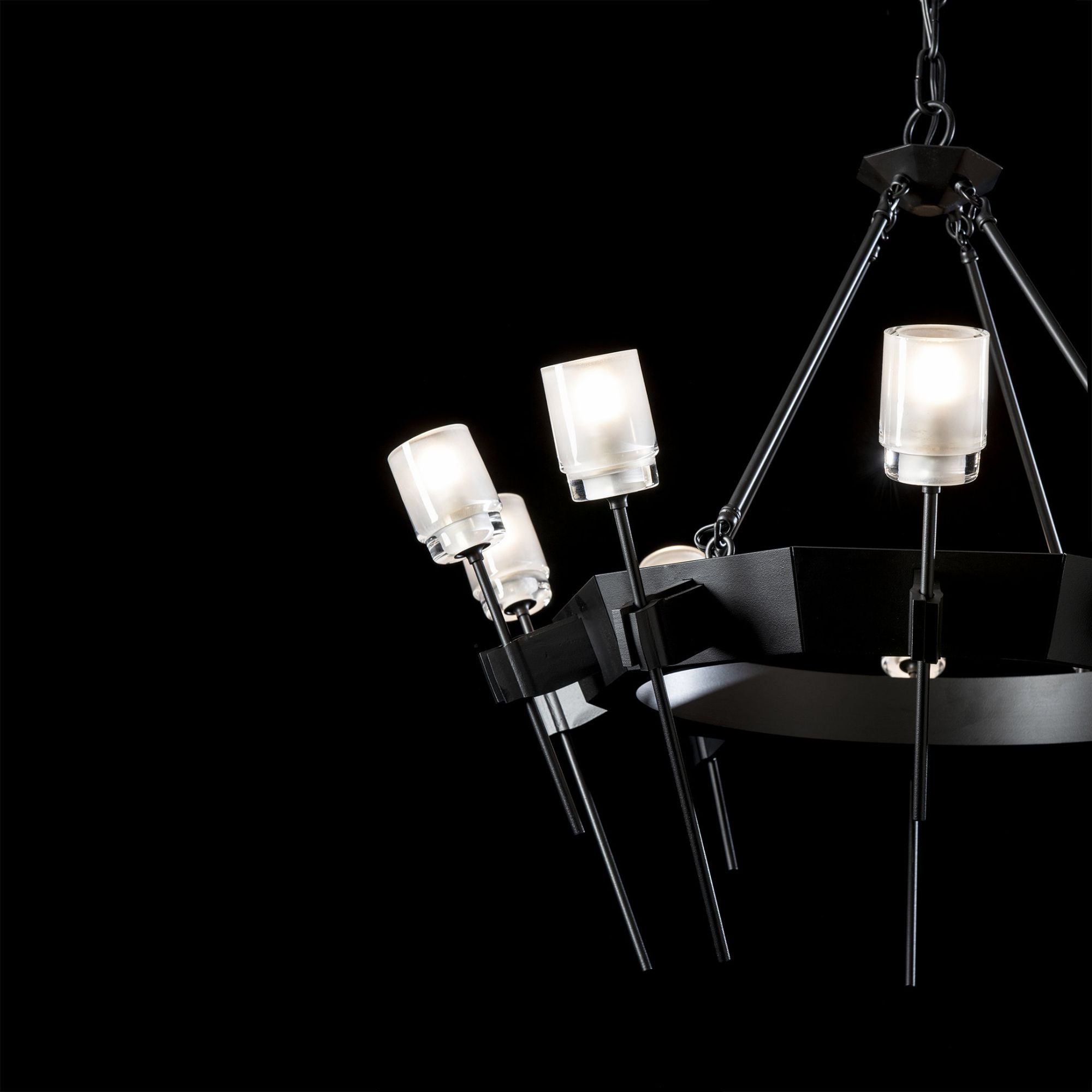 Echo 10-Light Circular Chandelier 10-Light Cast Glass (YC) in Black