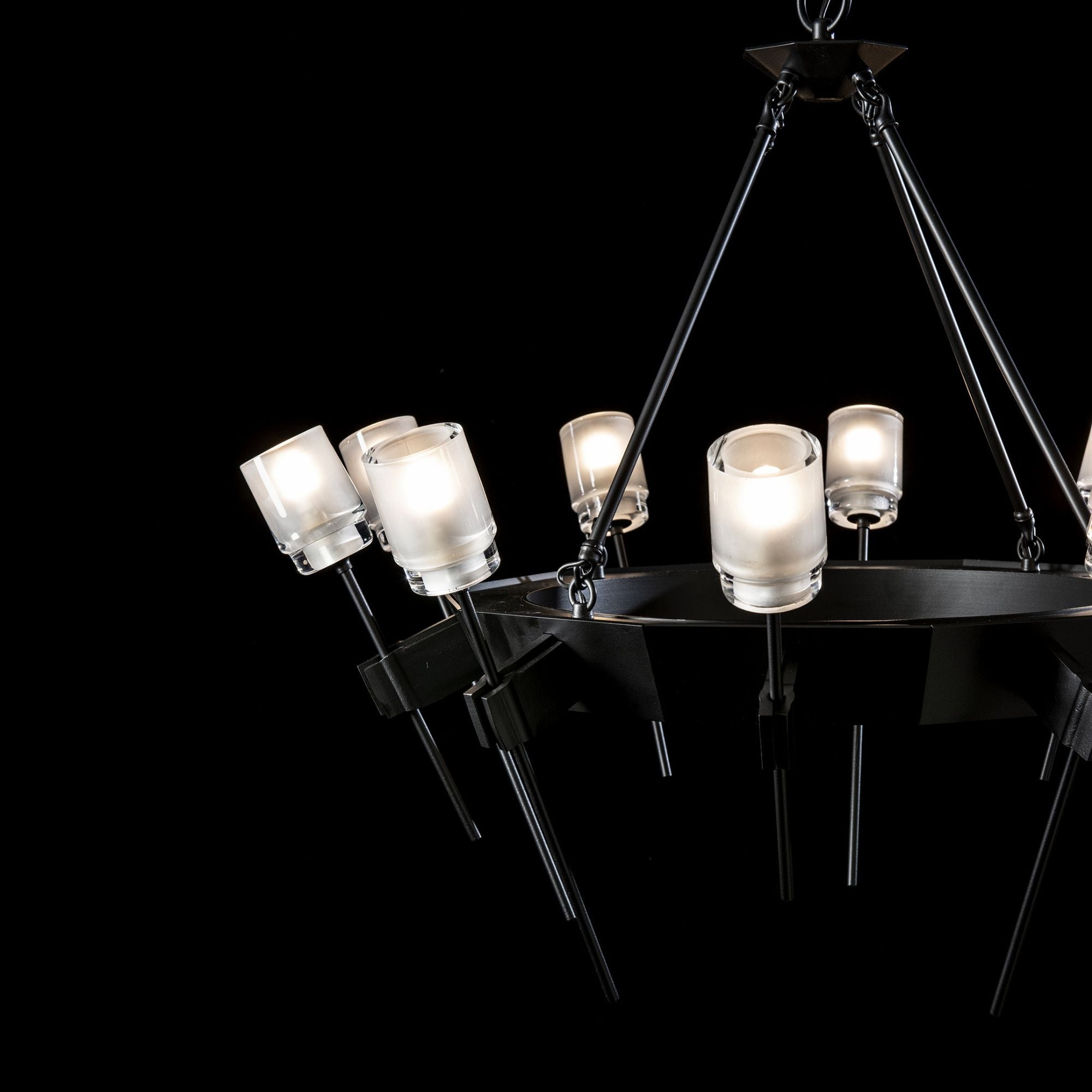 Echo 10-Light Circular Chandelier 10-Light Cast Glass (YC) in Black