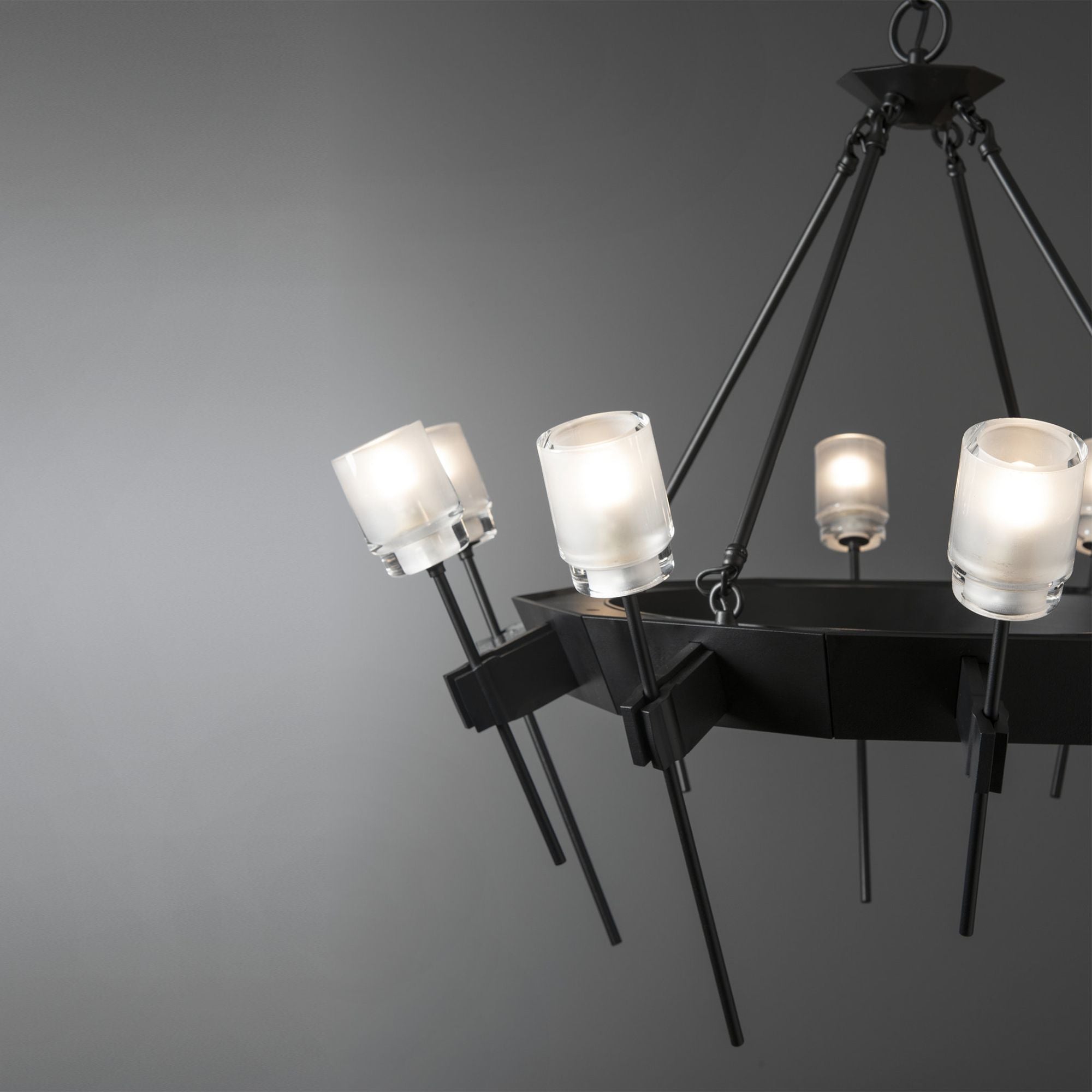 Echo 10-Light Circular Chandelier 10-Light Cast Glass (YC) in Black