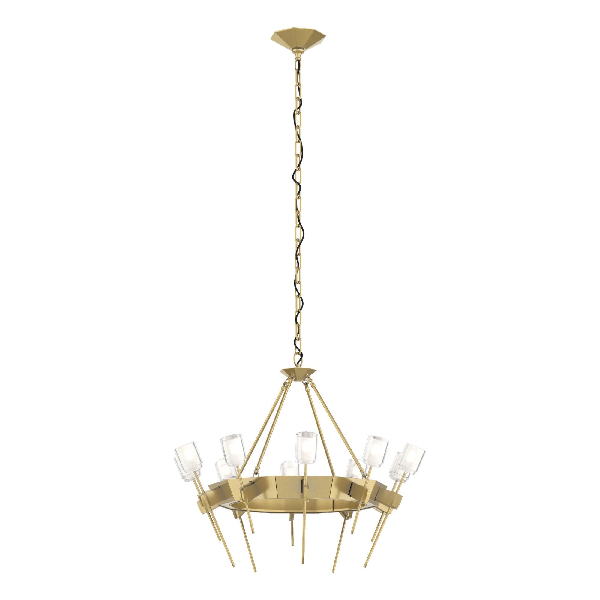 Echo 10-Light Circular Chandelier 10-Light Cast Glass (YC) in Modern Brass