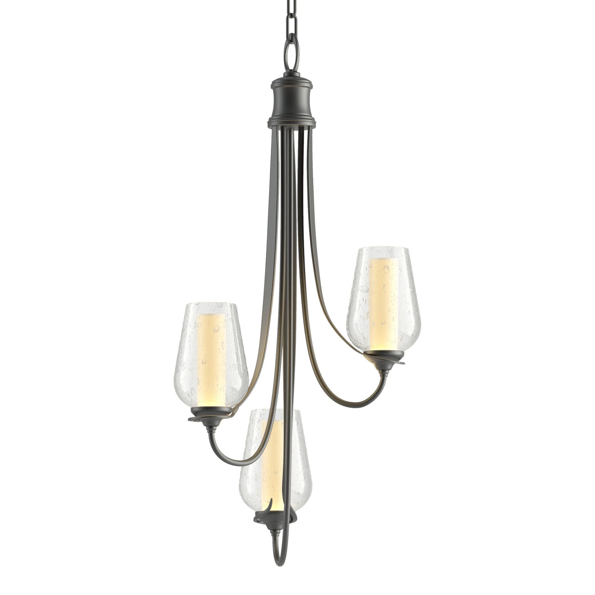 Flora 3 Arm Chandelier 3-Light Seeded Glass with Opal Diffuser (ZS) in Black