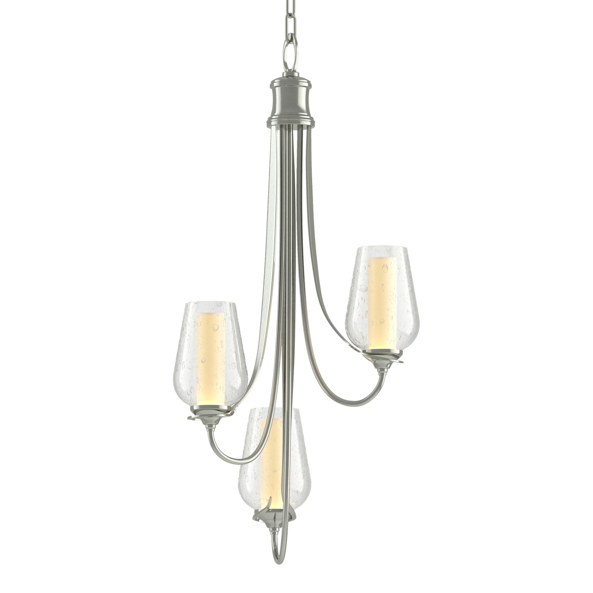 Flora 3 Arm Chandelier 3-Light Seeded Glass with Opal Diffuser (ZS) in Sterling