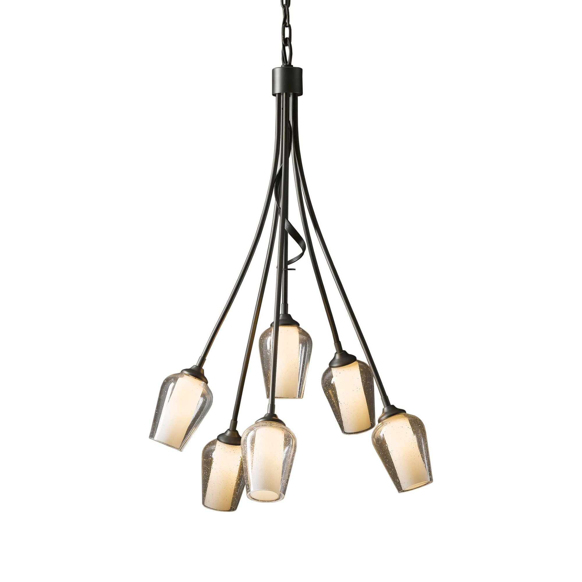 Flora 6 Arm Chandelier 6-Light Seeded Glass with Opal Diffuser (ZS) in Dark Smoke