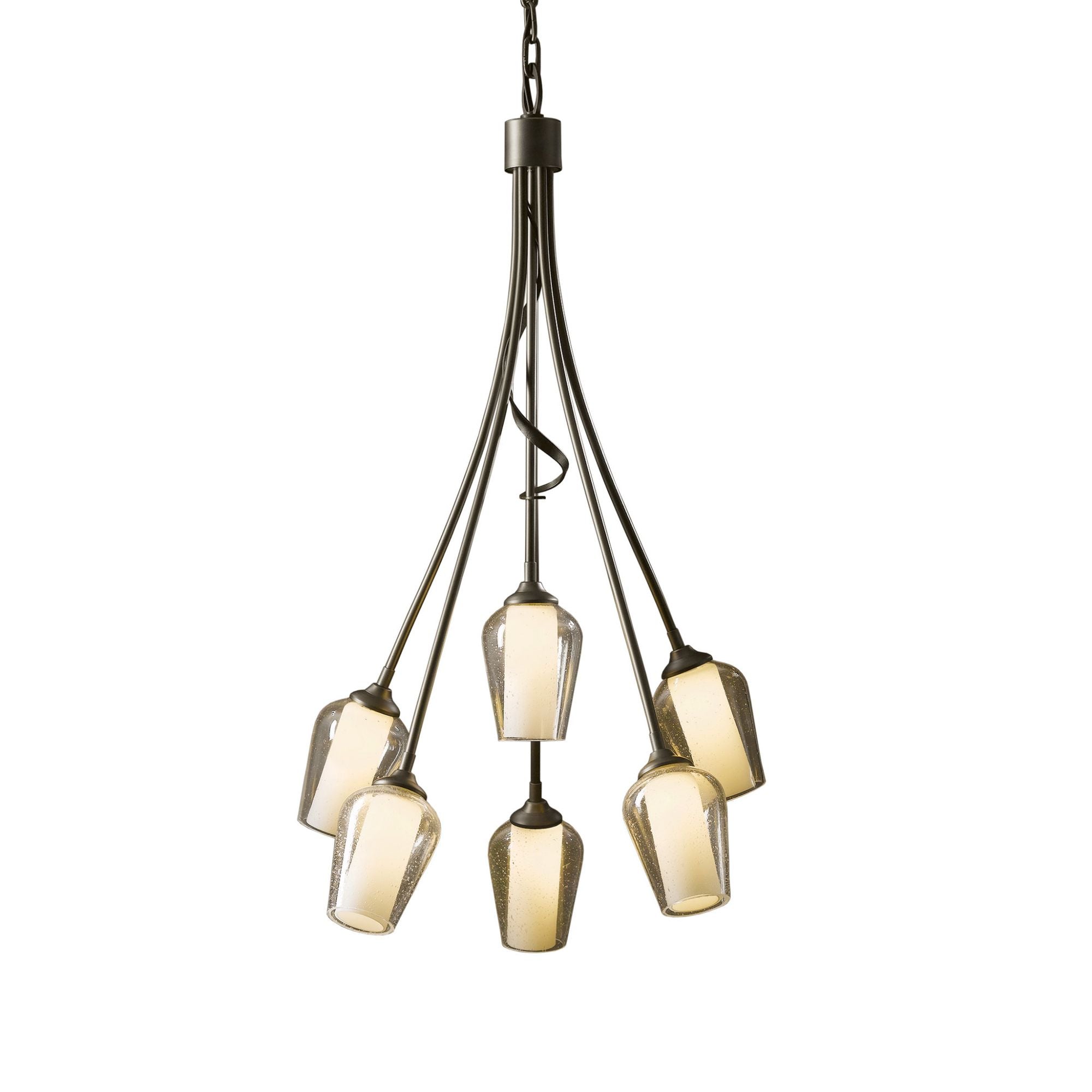 Flora 6 Arm Chandelier 6-Light Seeded Glass with Opal Diffuser (ZS) in Dark Smoke