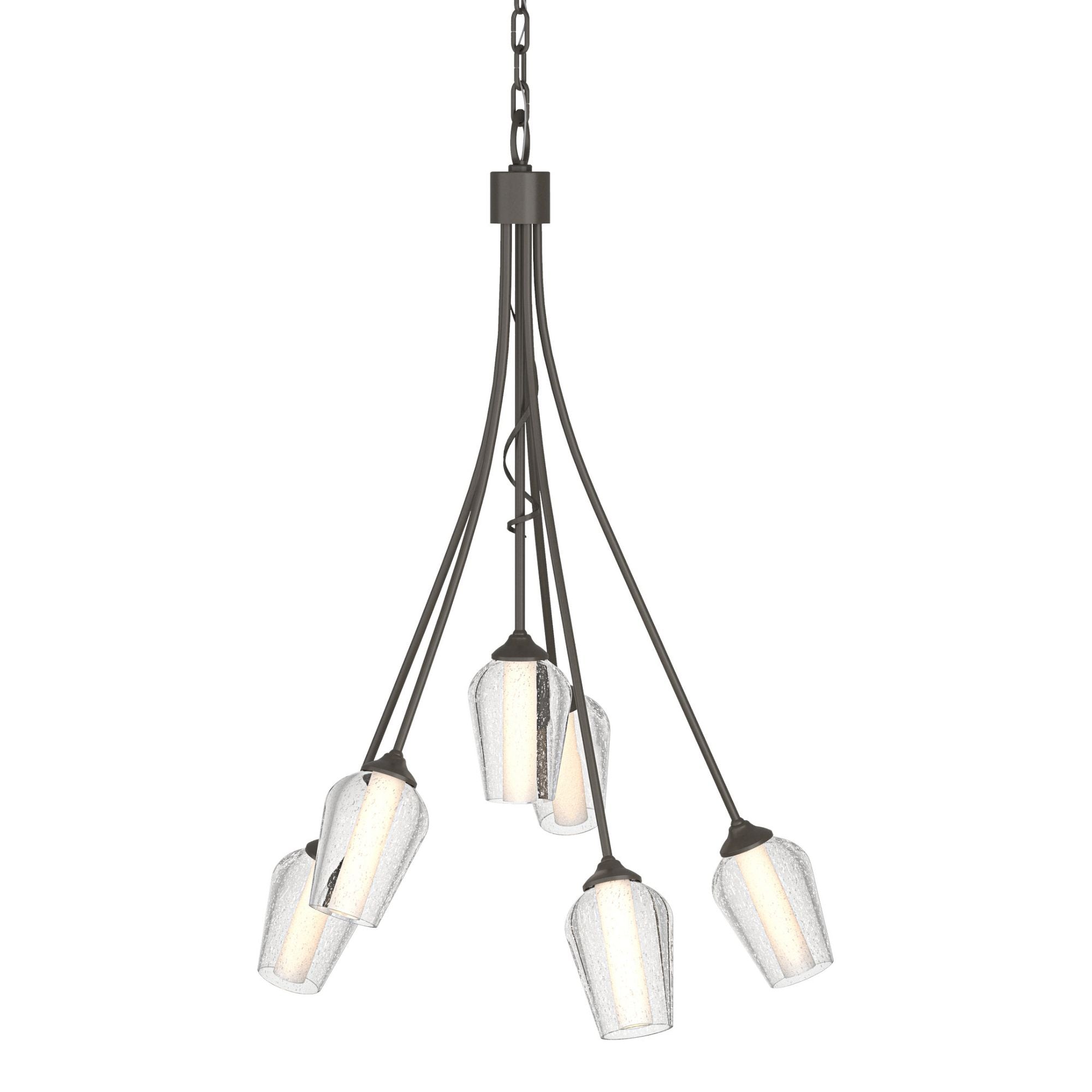 Flora 6 Arm Chandelier 6-Light Seeded Glass with Opal Diffuser (ZS) in Dark Smoke