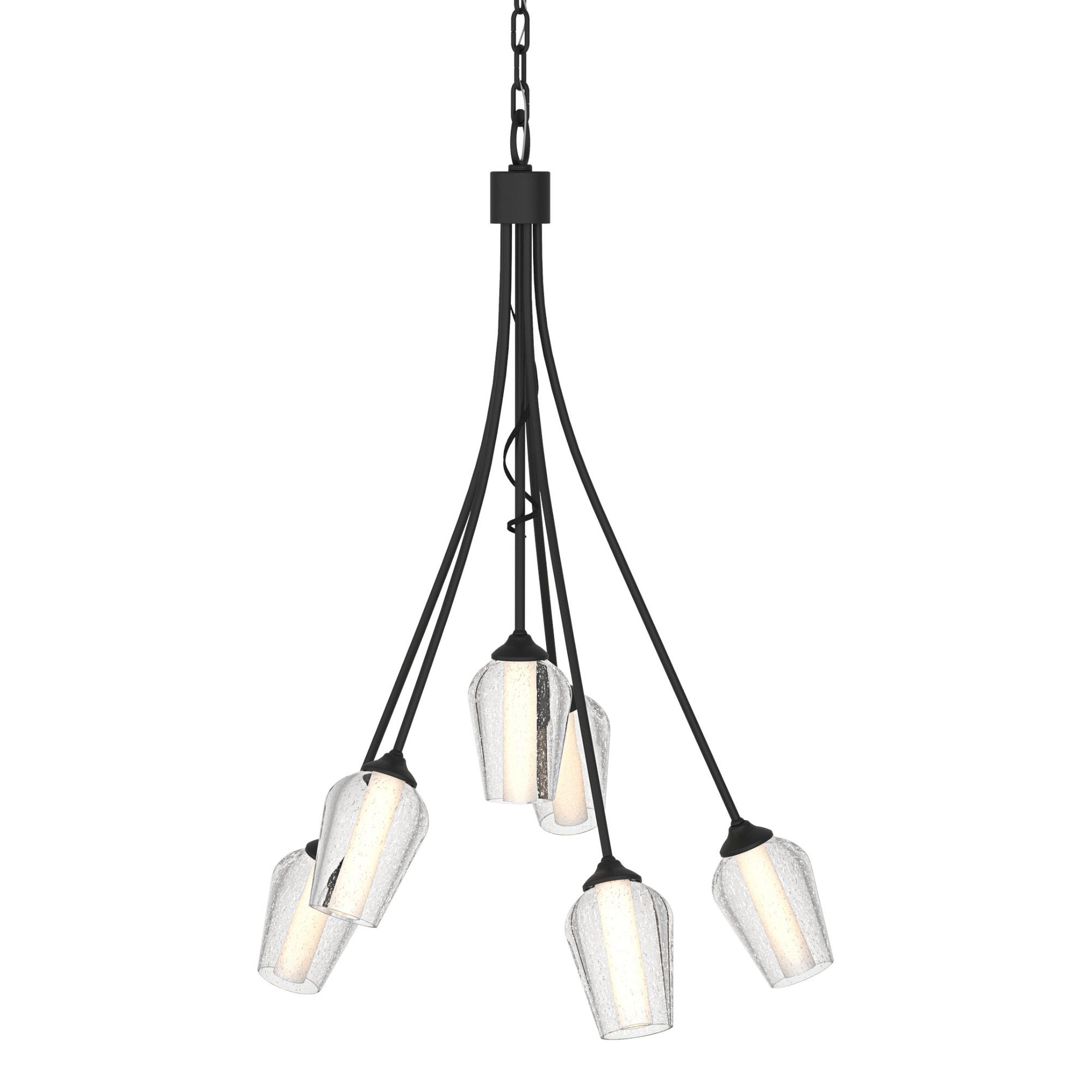 Flora 6 Arm Chandelier 6-Light Seeded Glass with Opal Diffuser (ZS) in Black