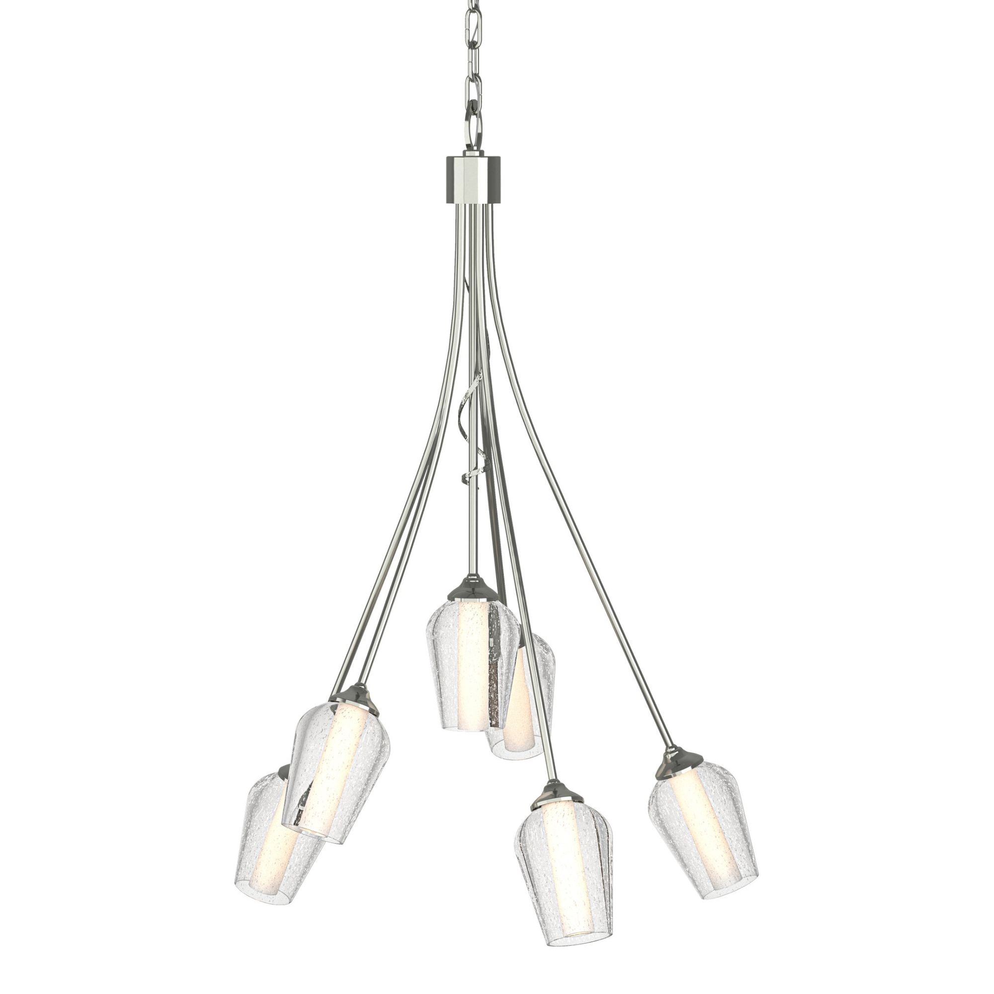 Flora 6 Arm Chandelier 6-Light Seeded Glass with Opal Diffuser (ZS) in Sterling