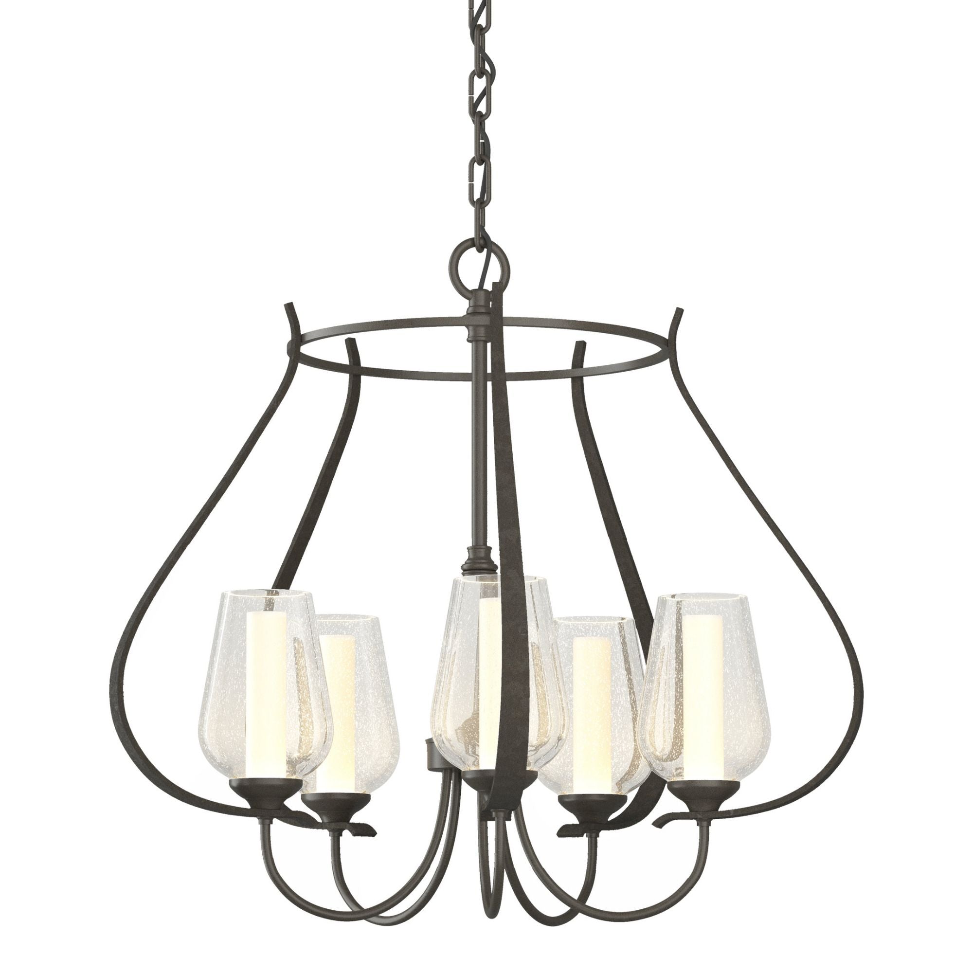 Flora 5 Arm Chandelier 5-Light Seeded Glass with Opal Diffuser (ZS) in Dark Smoke