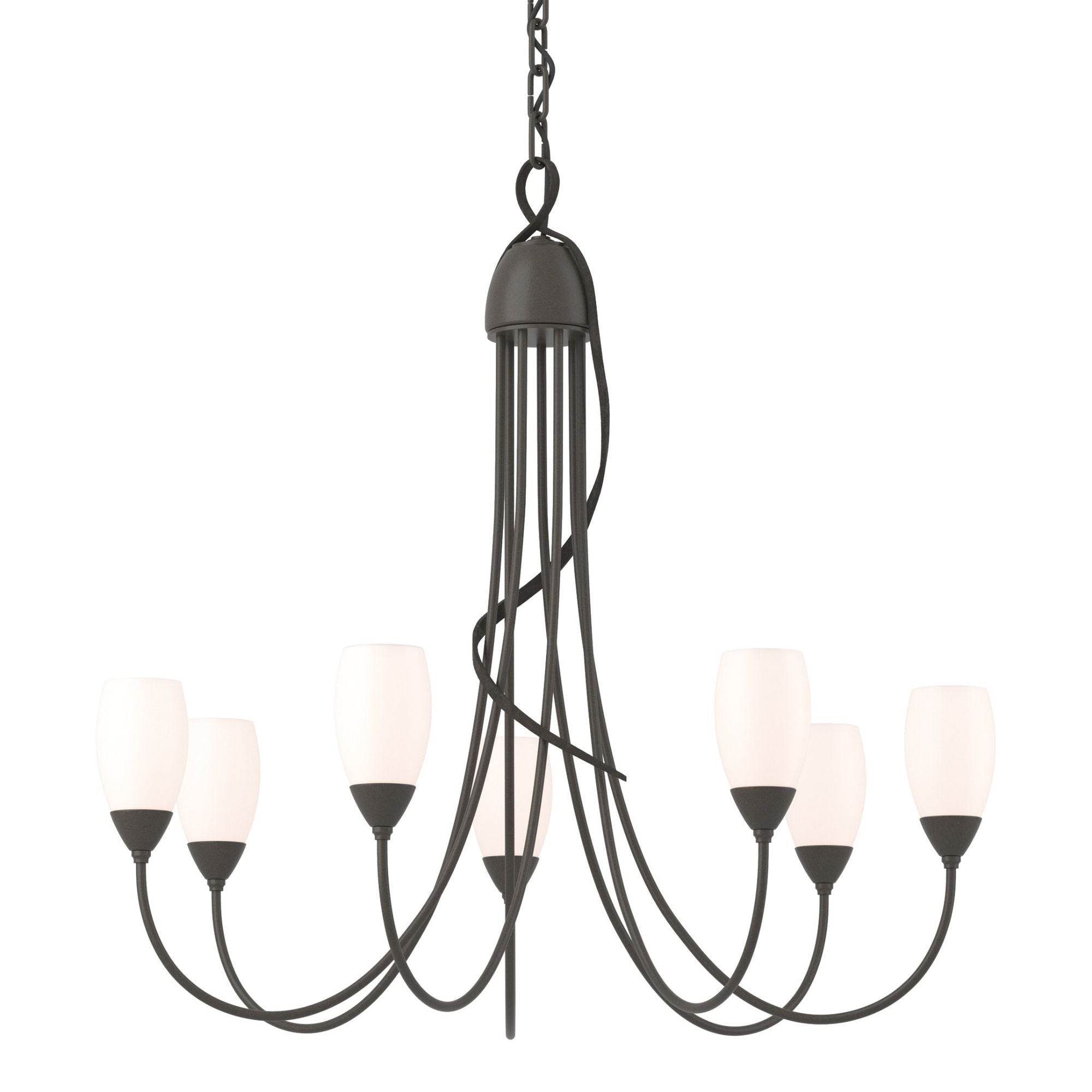 Flora 7 Arm Chandelier 7-Light Opal Glass (GG) in Dark Smoke