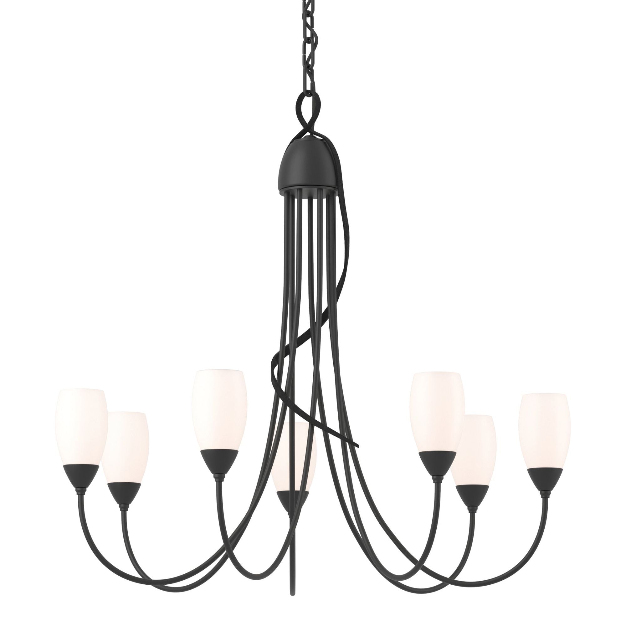 Flora 7 Arm Chandelier 7-Light Opal Glass (GG) in Black