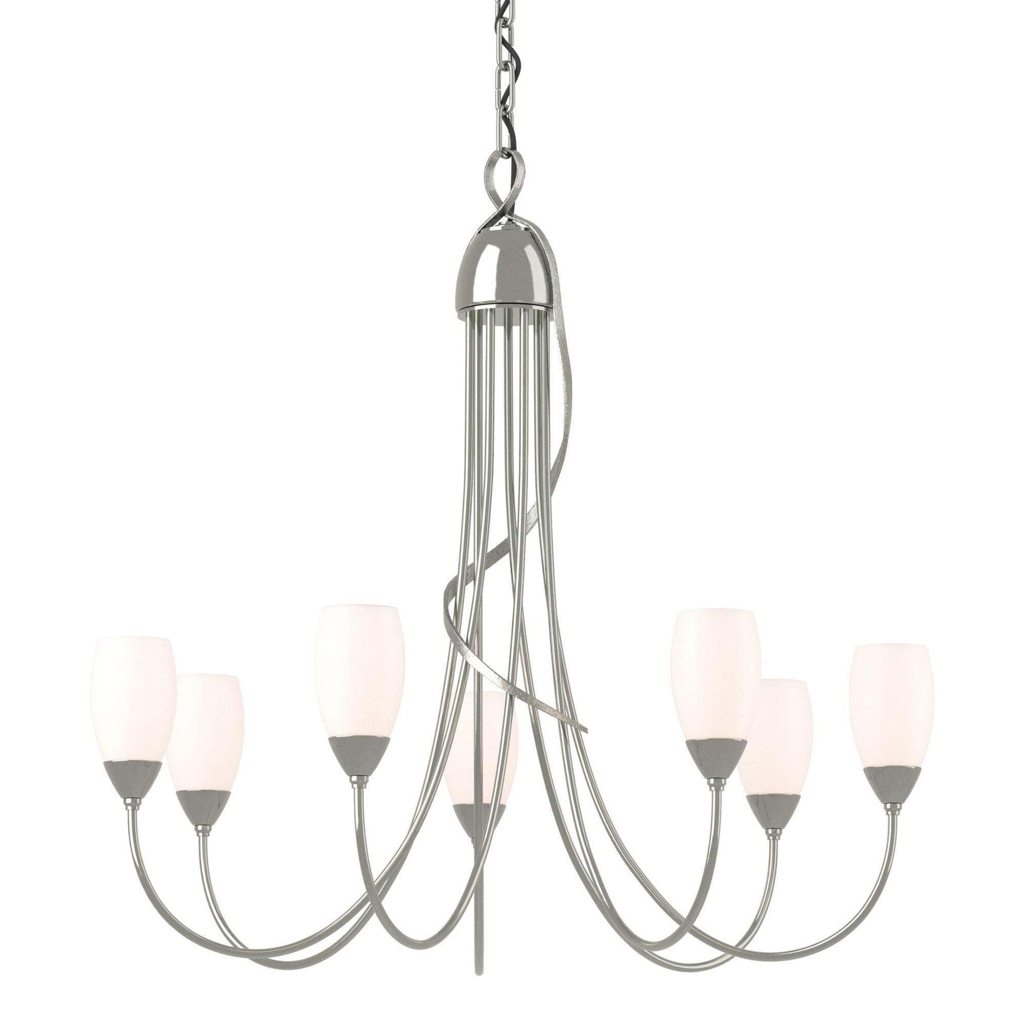 Flora 7 Arm Chandelier 7-Light Opal Glass (GG) in Sterling