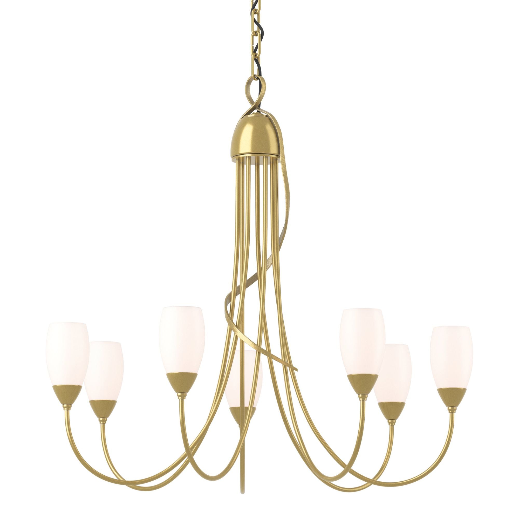 Flora 7 Arm Chandelier 7-Light Opal Glass (GG) in Modern Brass