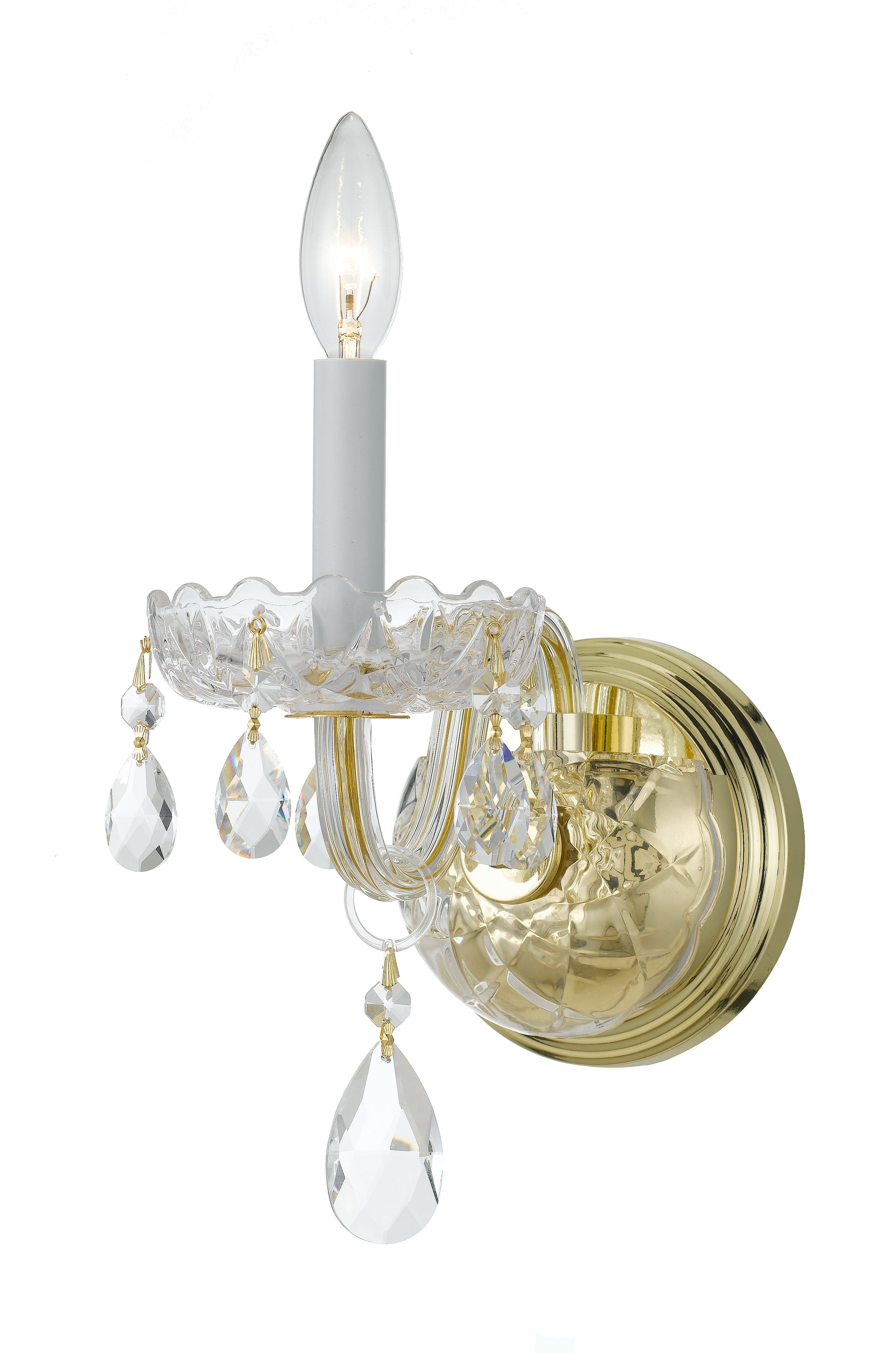 Crystorama 1031-PB-CL-S Traditional Crystal 1 Light Swarovski Strass Polished Brass Sconce