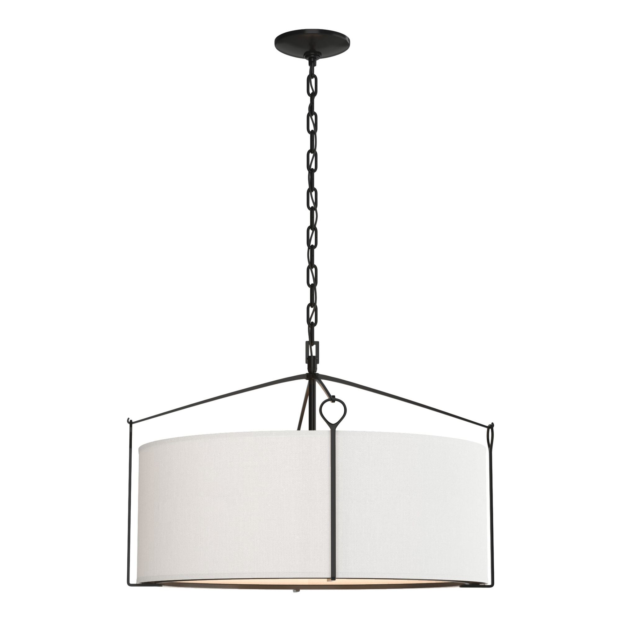 Bow Pendant 4-Light Natural Anna Shade (SF) in Black