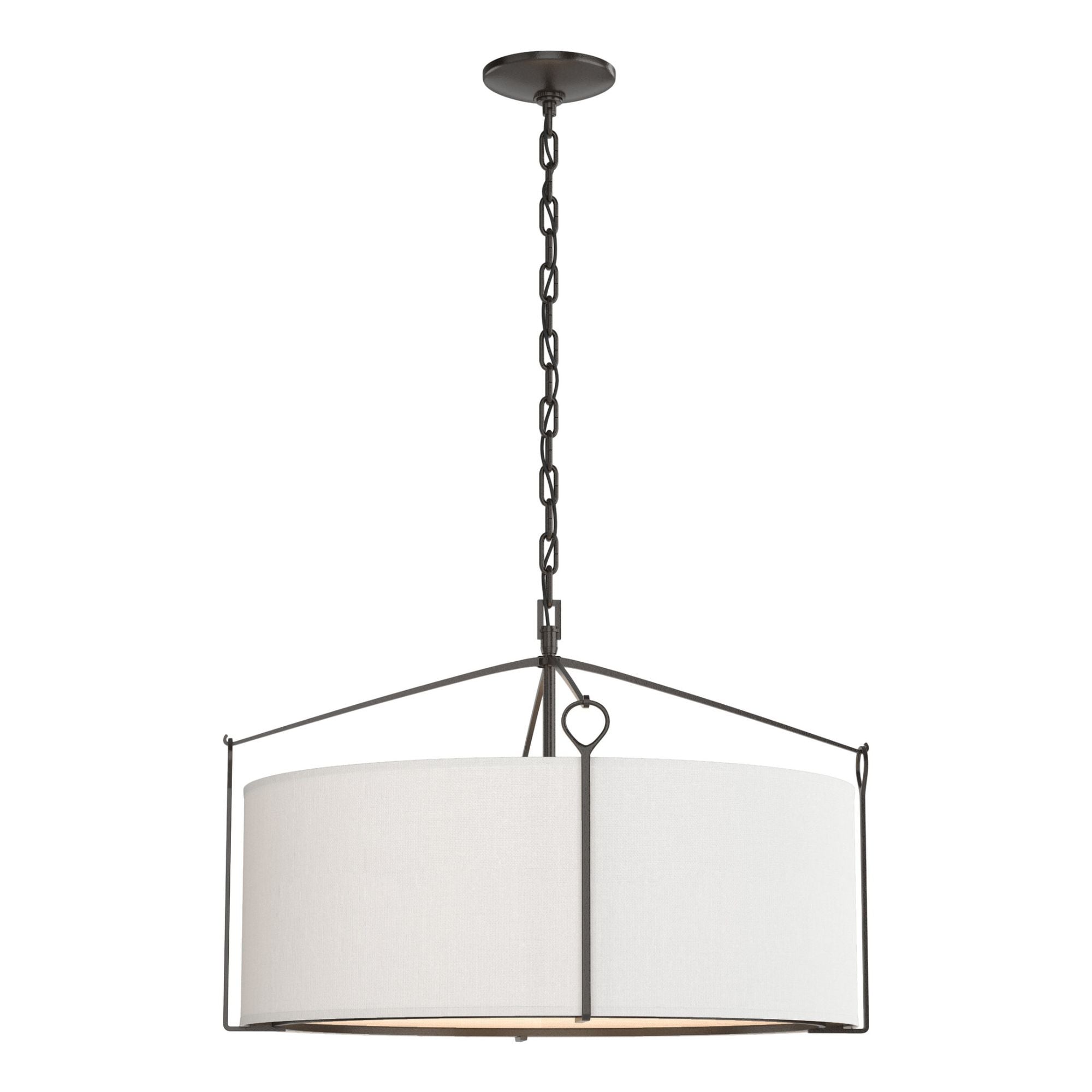 Bow Pendant 4-Light Natural Anna Shade (SF) in Oil Rubbed Bronze