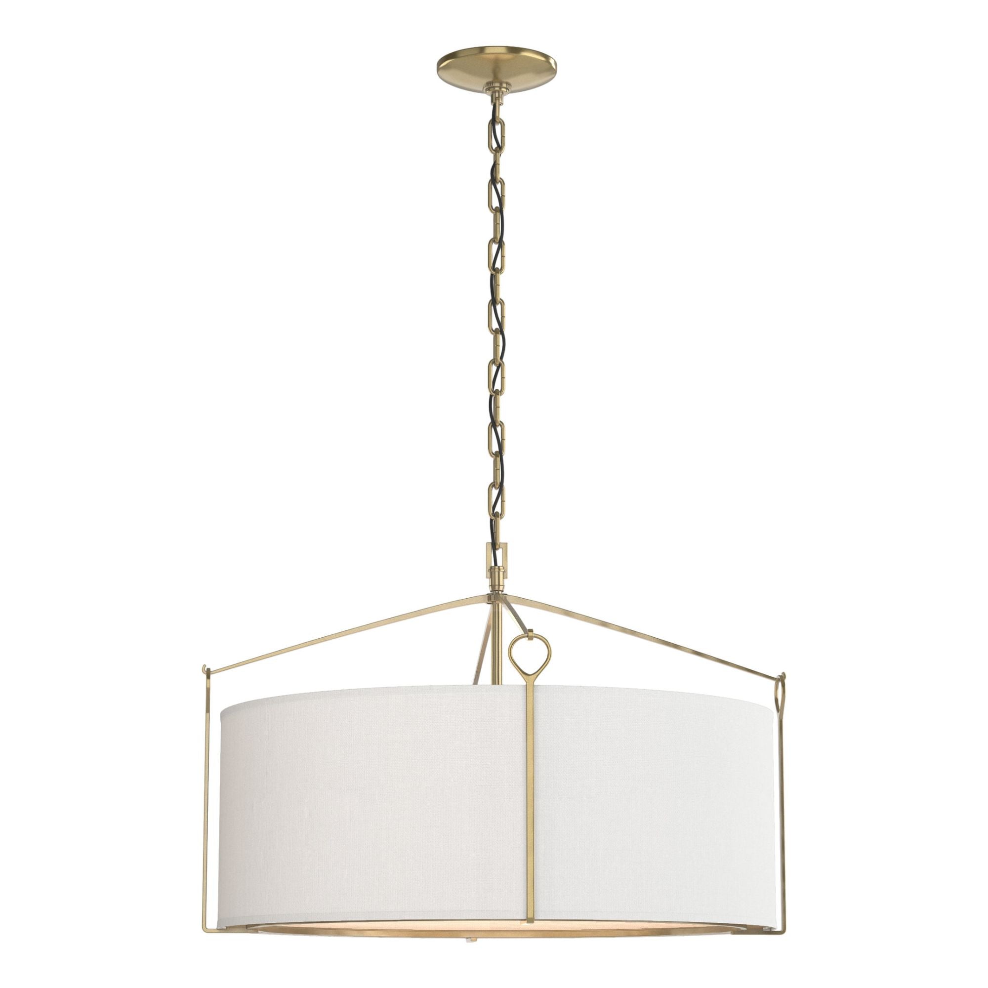 Bow Pendant 4-Light Natural Anna Shade (SF) in Modern Brass