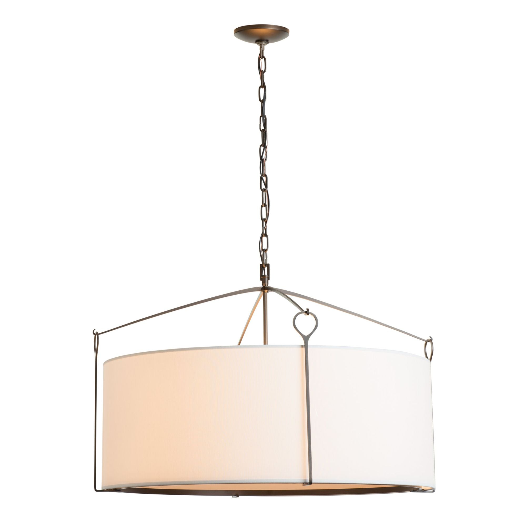 Bow Large Pendant 4-Light Natural Anna Shade (SF) in Dark Smoke