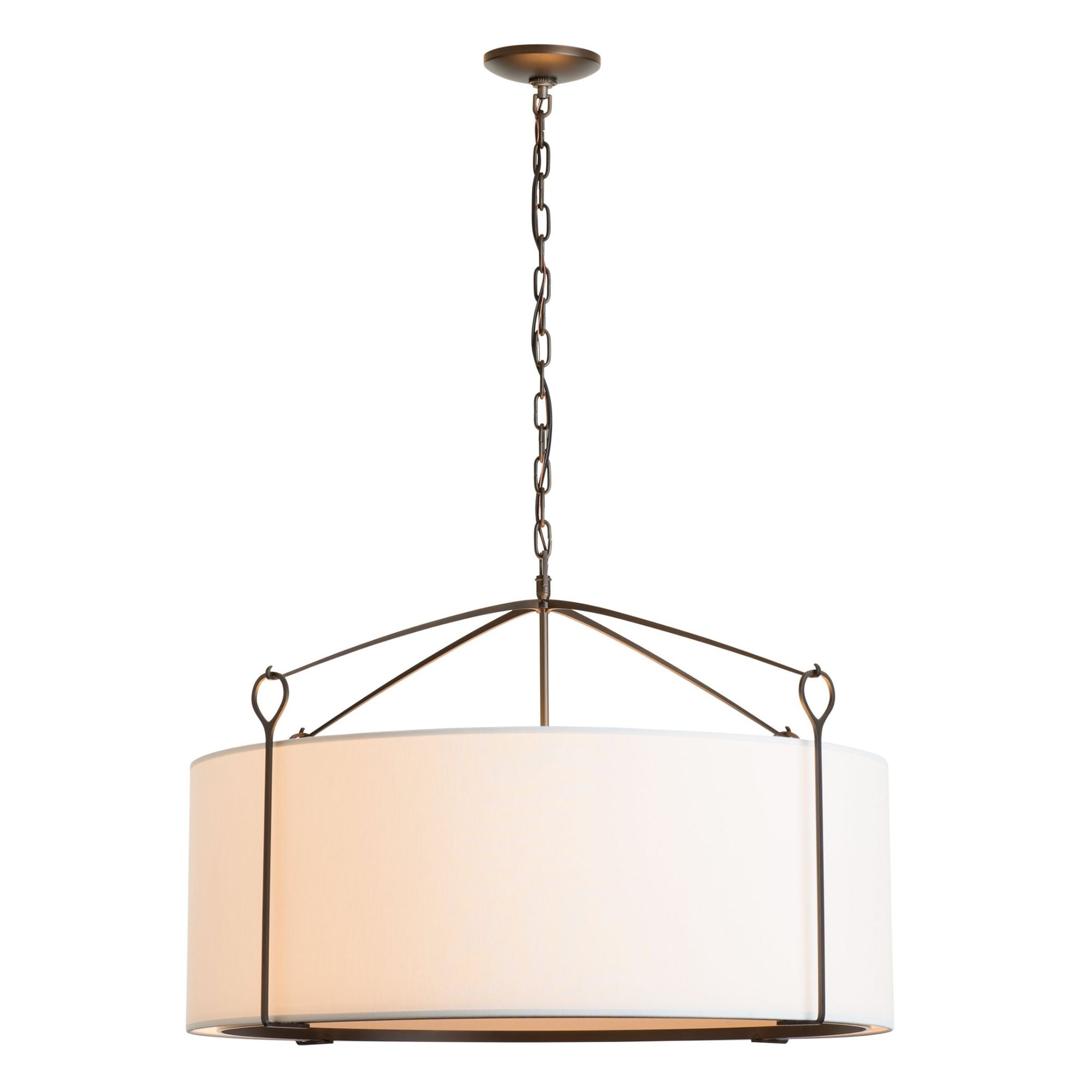 Bow Large Pendant 4-Light Natural Anna Shade (SF) in Dark Smoke