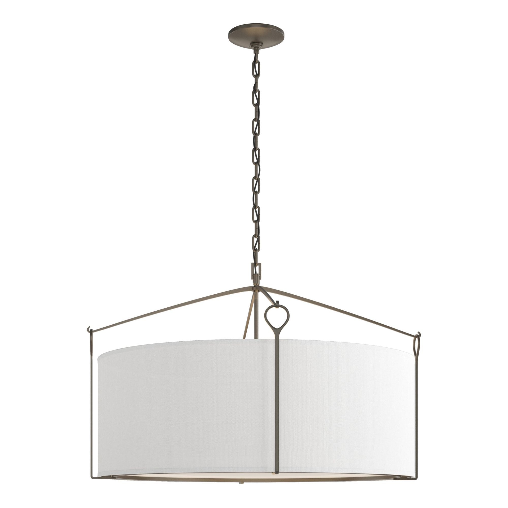 Bow Large Pendant 4-Light Natural Anna Shade (SF) in Dark Smoke