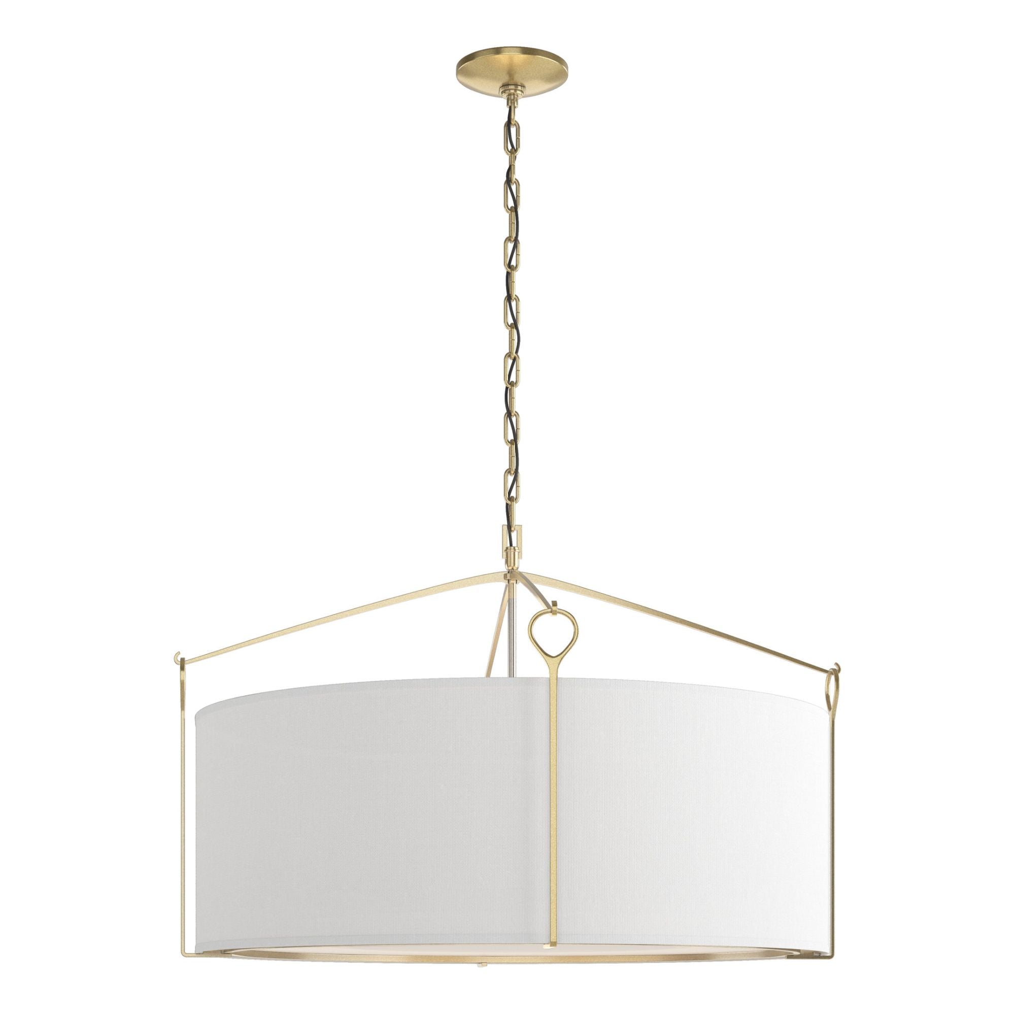 Bow Large Pendant 4-Light Natural Anna Shade (SF) in Modern Brass