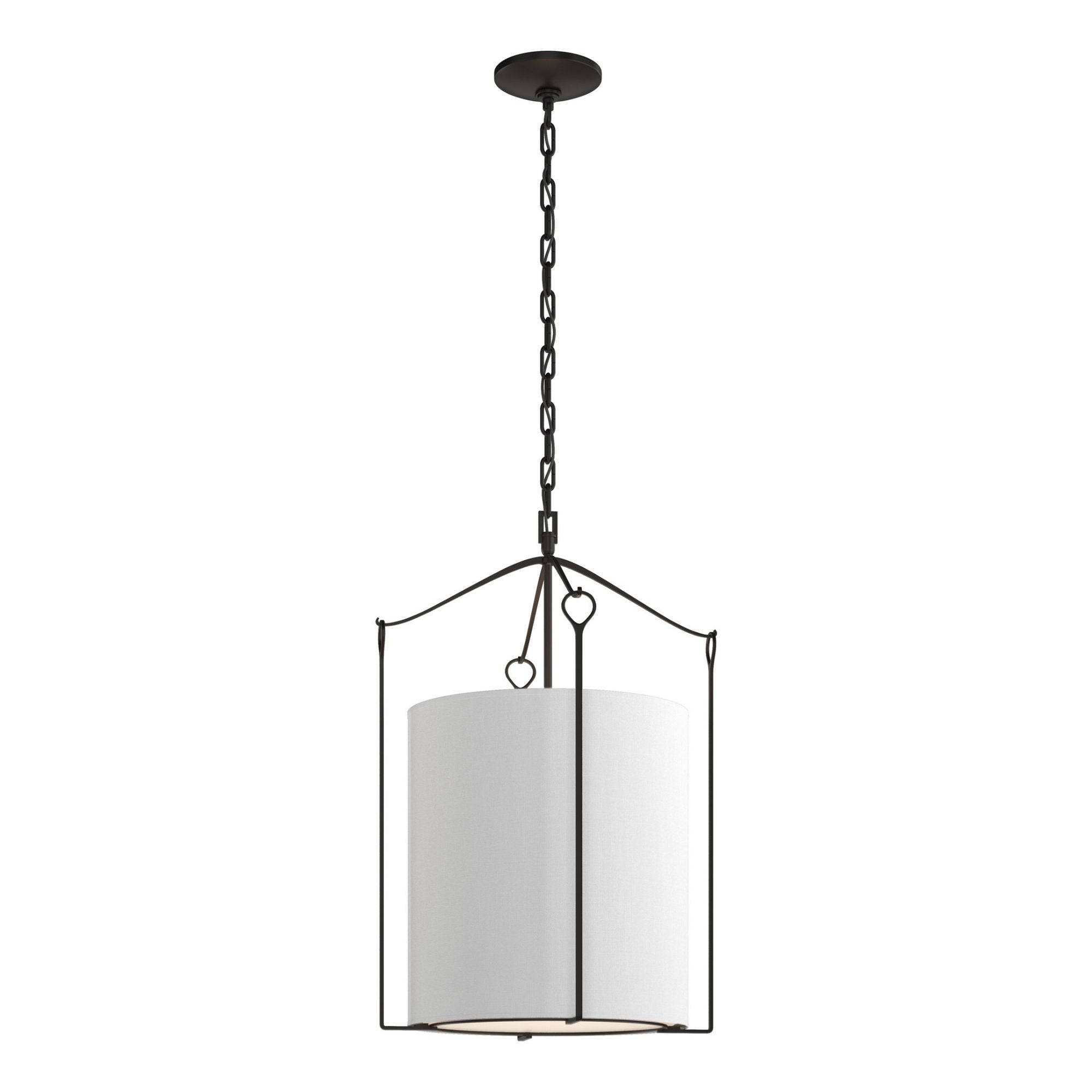 Bow Tall Pendant 3-Light Natural Anna Shade (SF) in Black