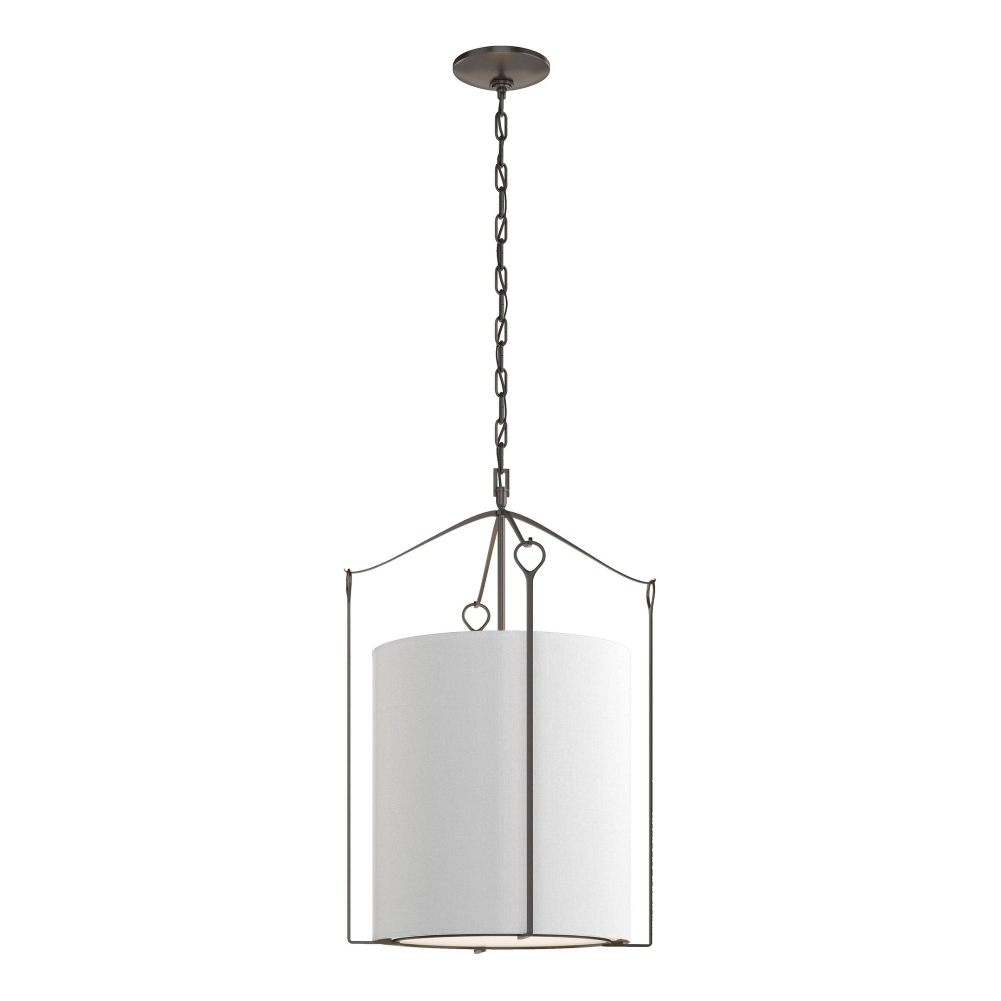 Bow Tall Pendant 3-Light Natural Anna Shade (SF) in Oil Rubbed Bronze