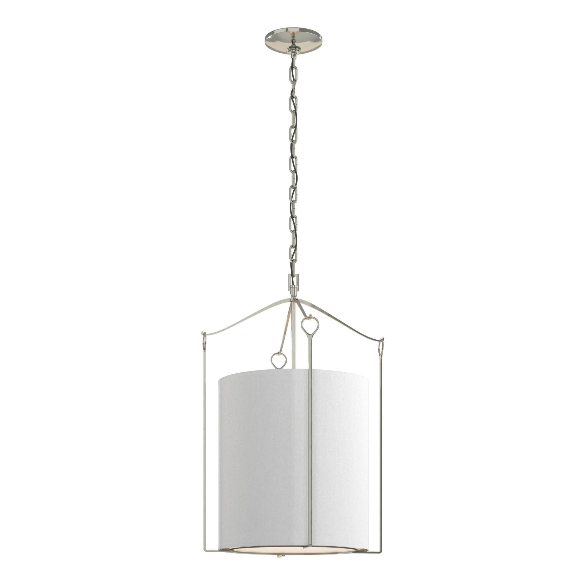 Bow Tall Pendant 3-Light Natural Anna Shade (SF) in Sterling