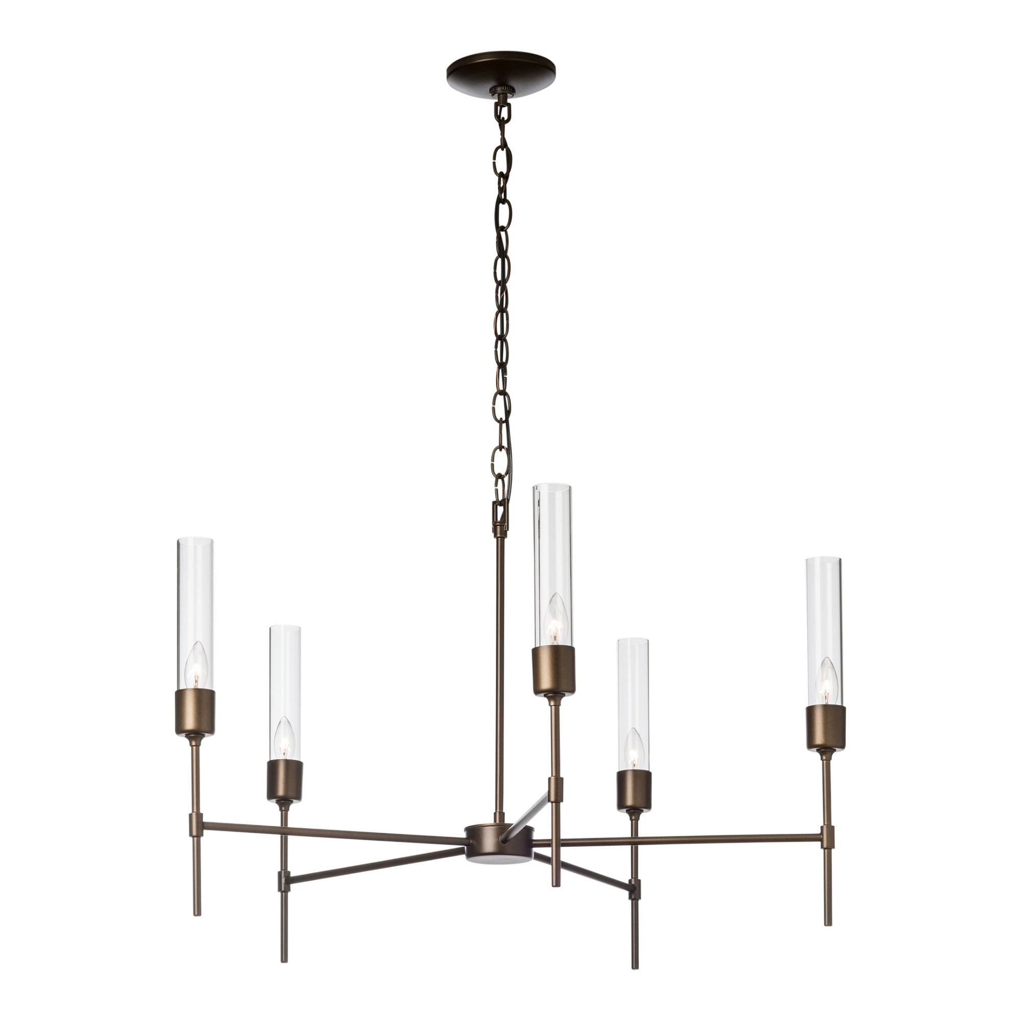 Vela Clear Glass 5 Arm Chandelier 5-Light Clear Glass (ZM) in Dark Smoke