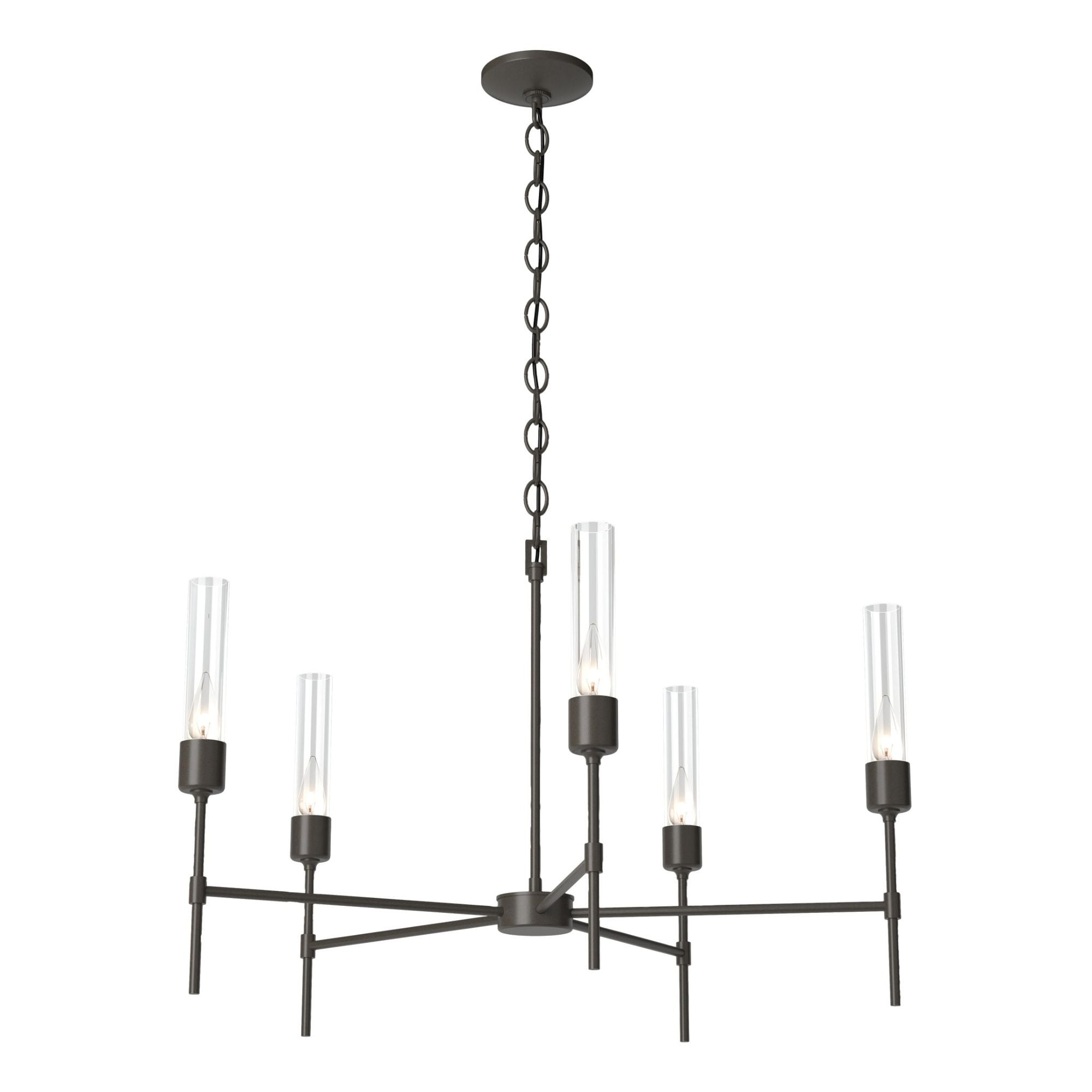 Vela Clear Glass 5 Arm Chandelier 5-Light Clear Glass (ZM) in Dark Smoke
