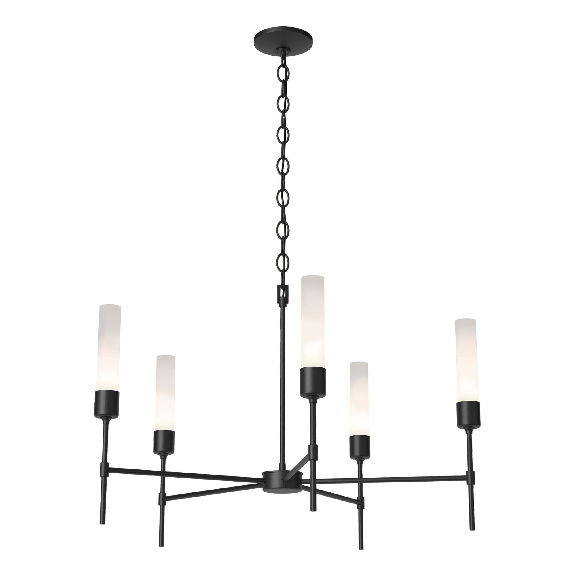 Vela Frosted Glass 5 Arm Chandelier 5-Light Frosted Glass (FD) in Black
