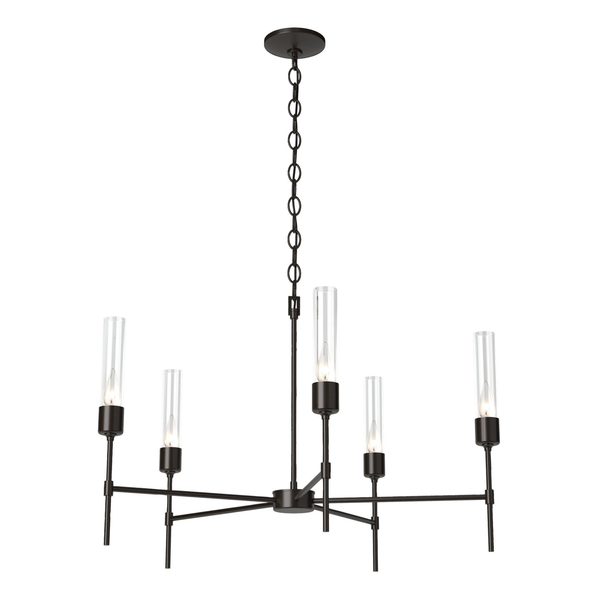 Vela Clear Glass 5 Arm Chandelier 5-Light Clear Glass (ZM) in Oil Rubbed Bronze