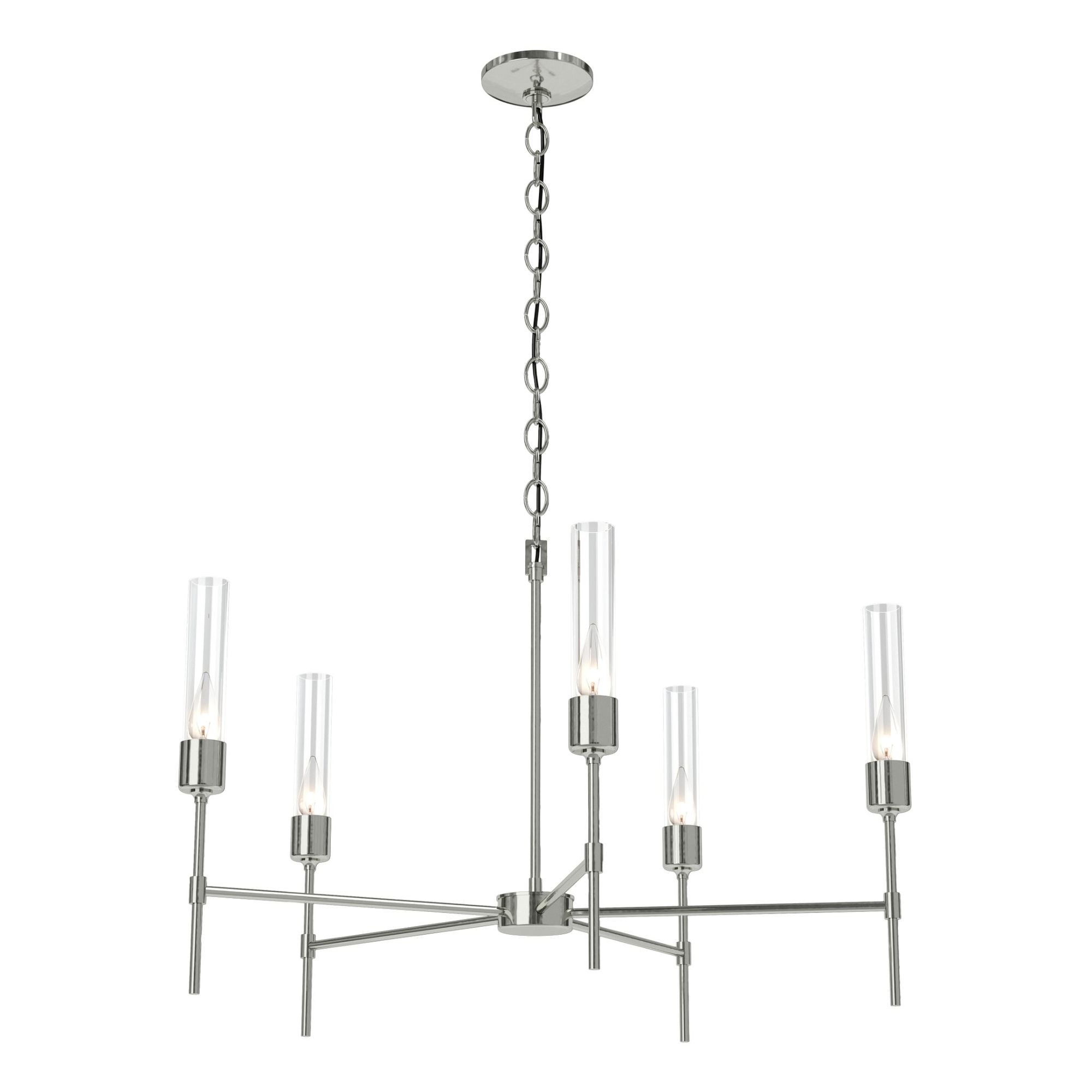 Vela Clear Glass 5 Arm Chandelier 5-Light Clear Glass (ZM) in Sterling