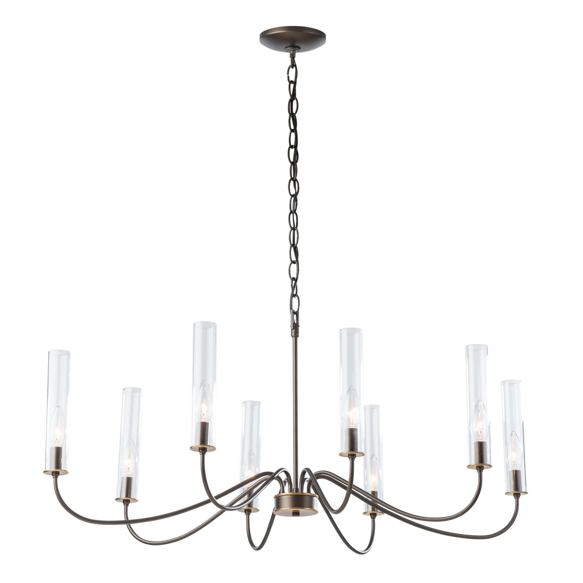 Grace 8-Arm Chandelier 8-Light Brass Clear Glass (ZM) in Dark Smoke