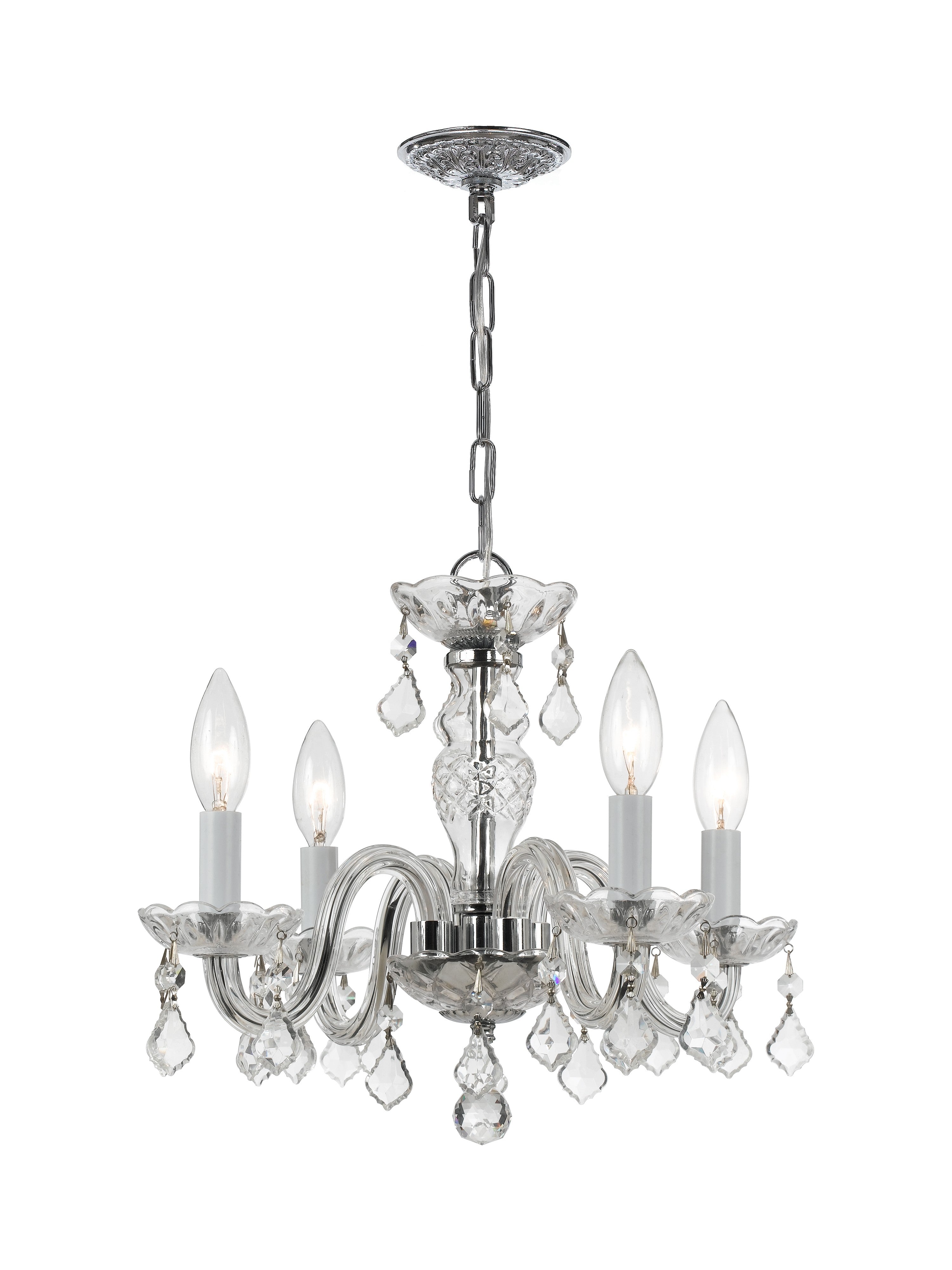Crystorama 1064-CH-CL-I Traditional Crystal 4 Light Clear Italian Crystal Polished Chrome Mini Chandelier