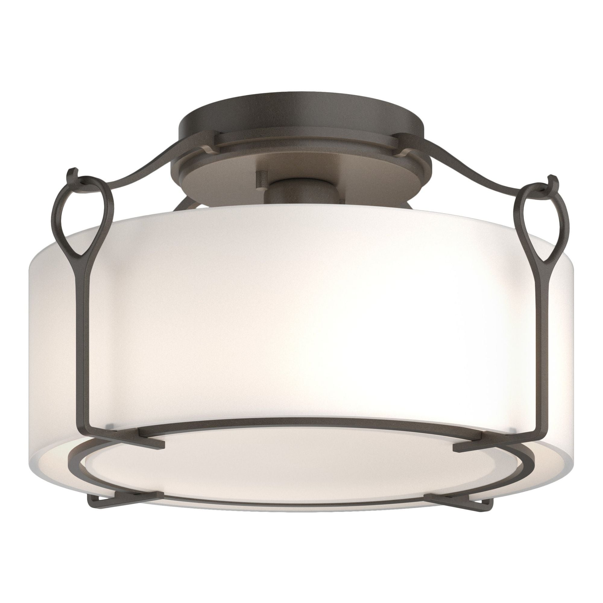 Bow Medium Semi-Flush 1-Light Opal Glass (GG) in Dark Smoke