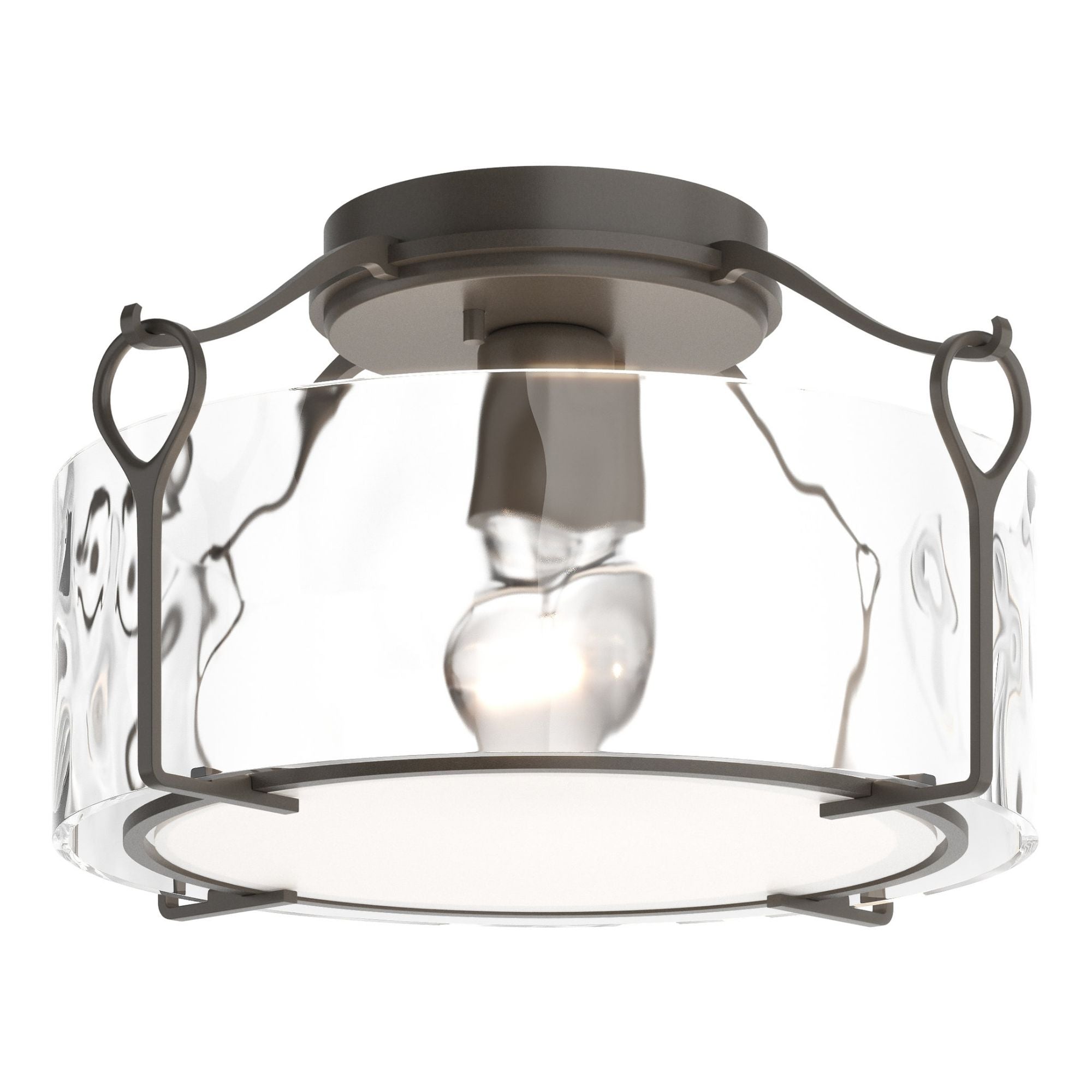 Bow Medium Semi-Flush 1-Light Water Glass (LL) in Dark Smoke
