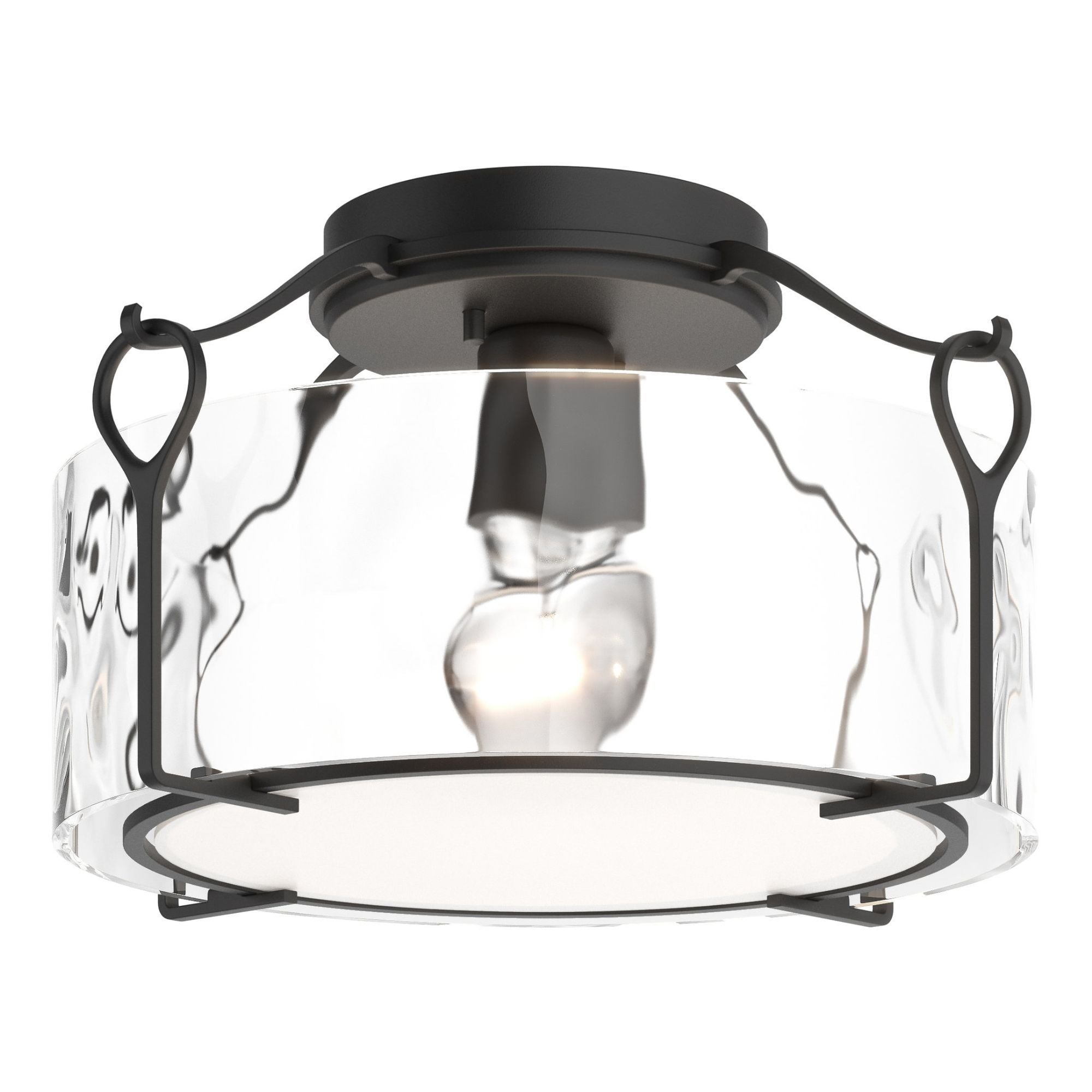 Bow Medium Semi-Flush 1-Light Water Glass (LL) in Black