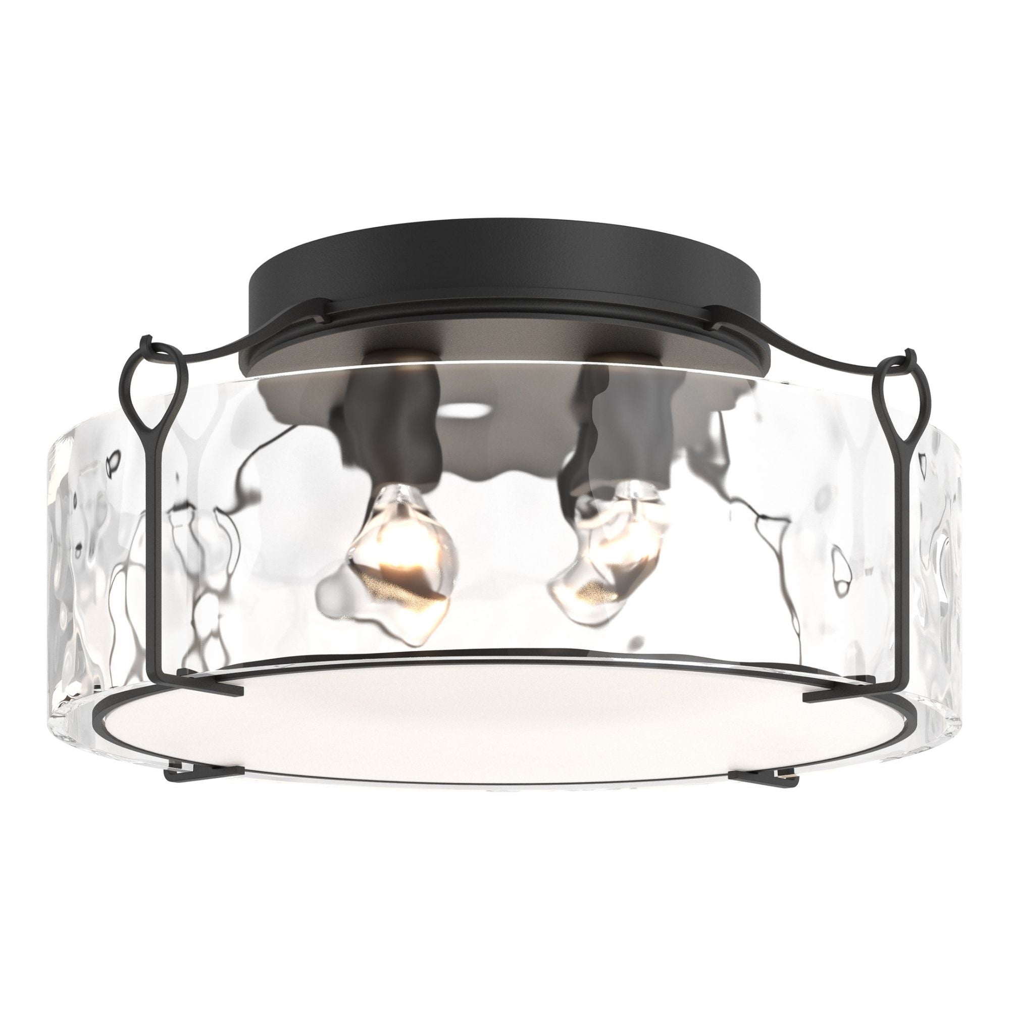 Bow Large Semi-Flush 4-Light Water Glass (LL) in Black
