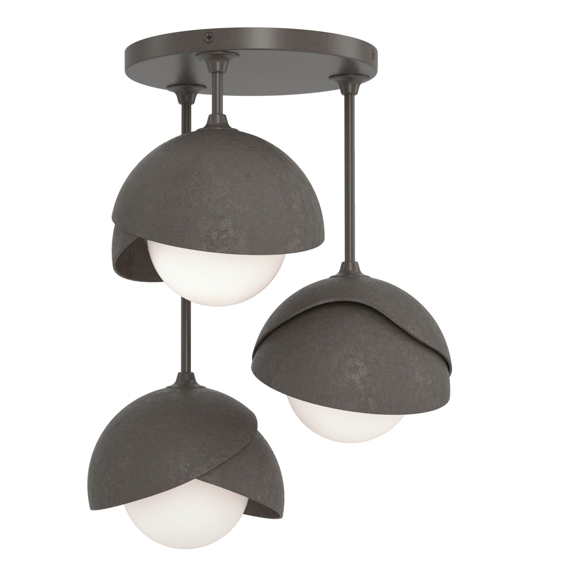 Brooklyn 3-Light Double Shade Semi-Flush 3-Light Dark Smoke Accent Opal Glass (GG) in Dark Smoke