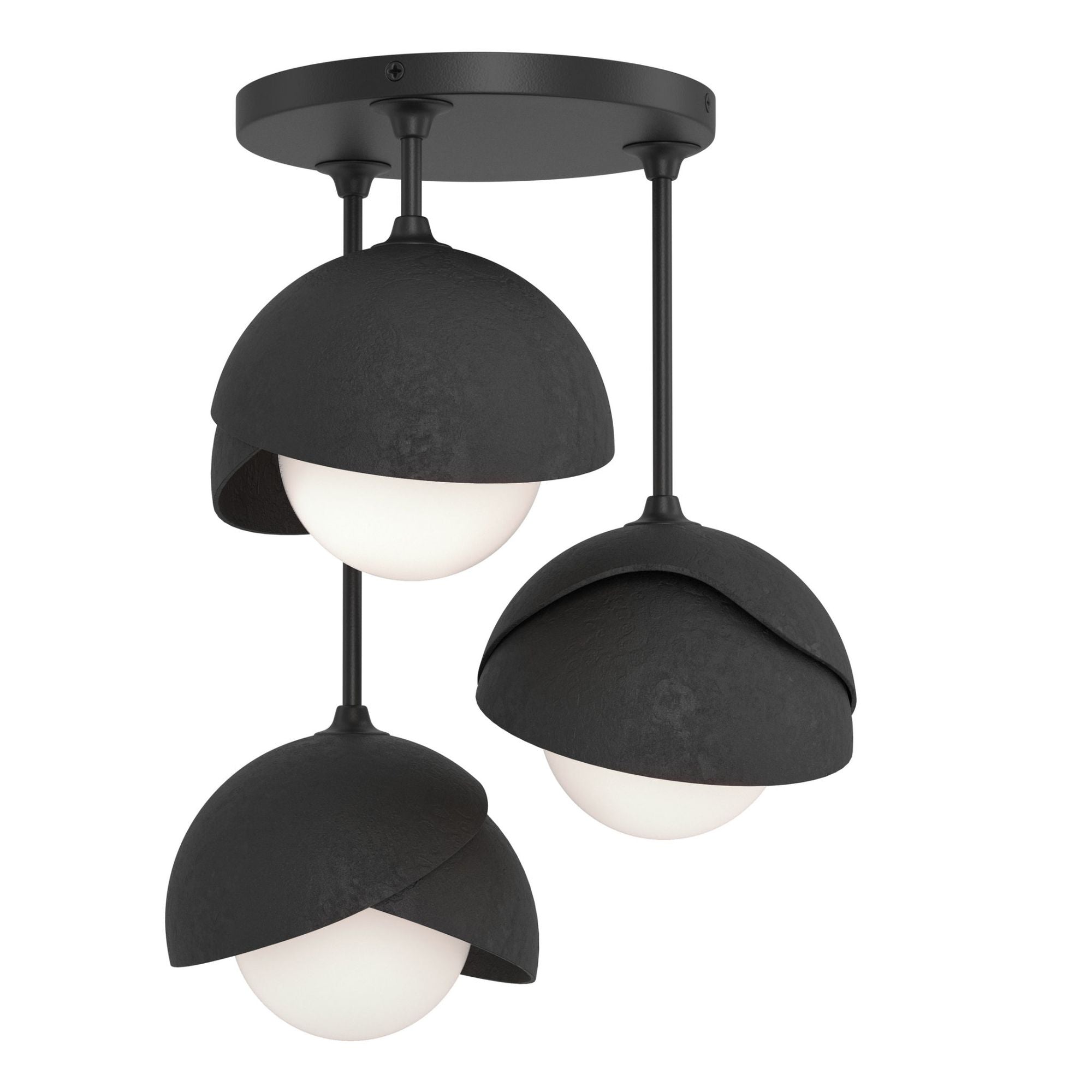 Brooklyn 3-Light Double Shade Semi-Flush 3-Light Black Accent Opal Glass (GG) in Black