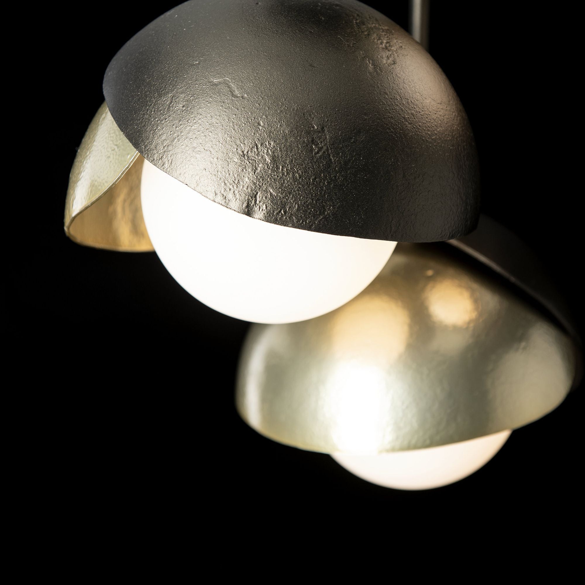 Brooklyn 3-Light Double Shade Semi-Flush 3-Light Modern Brass Accent Opal Glass (GG) in Oil Rubbed Bronze