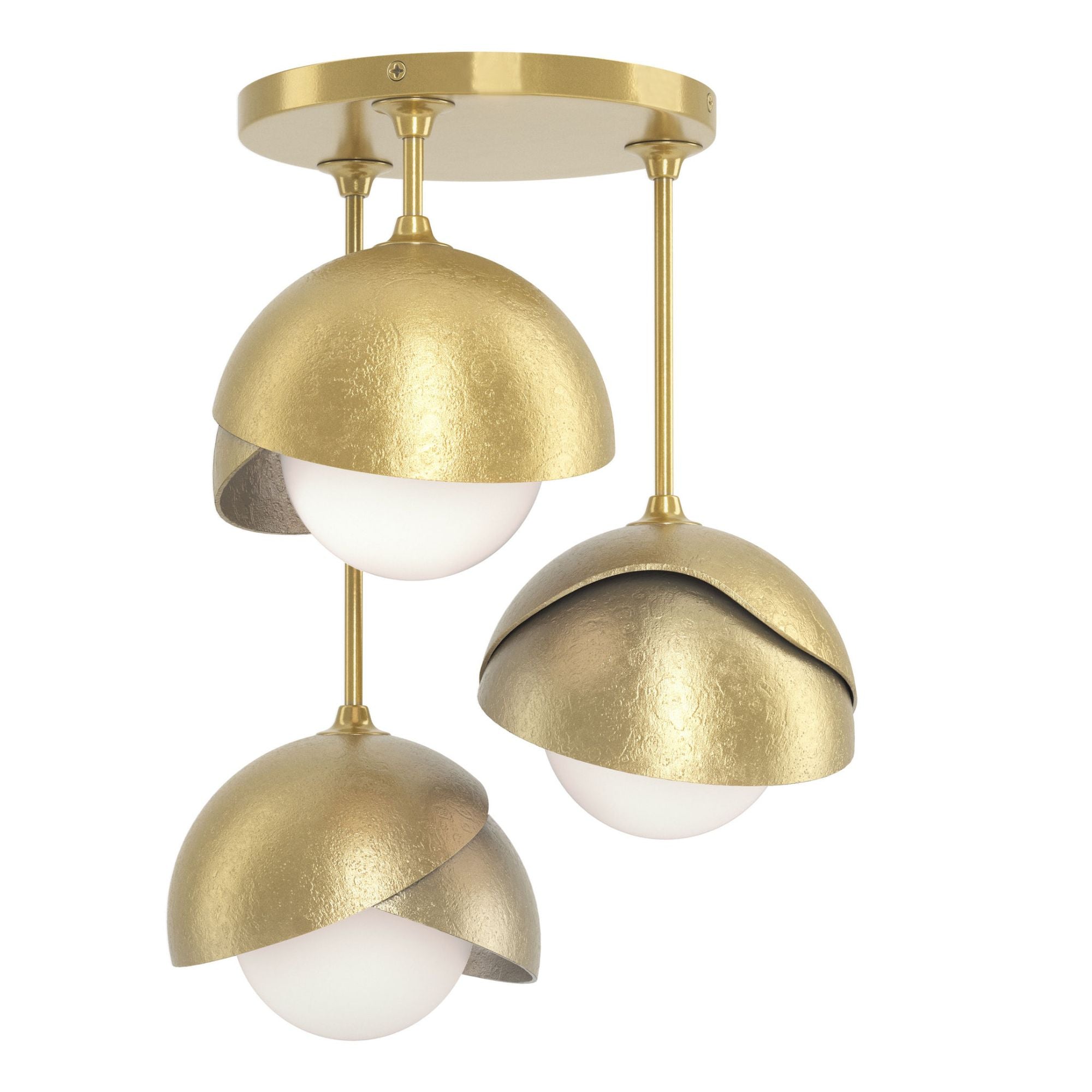 Brooklyn 3-Light Double Shade Semi-Flush 3-Light Modern Brass Accent Opal Glass (GG) in Modern Brass