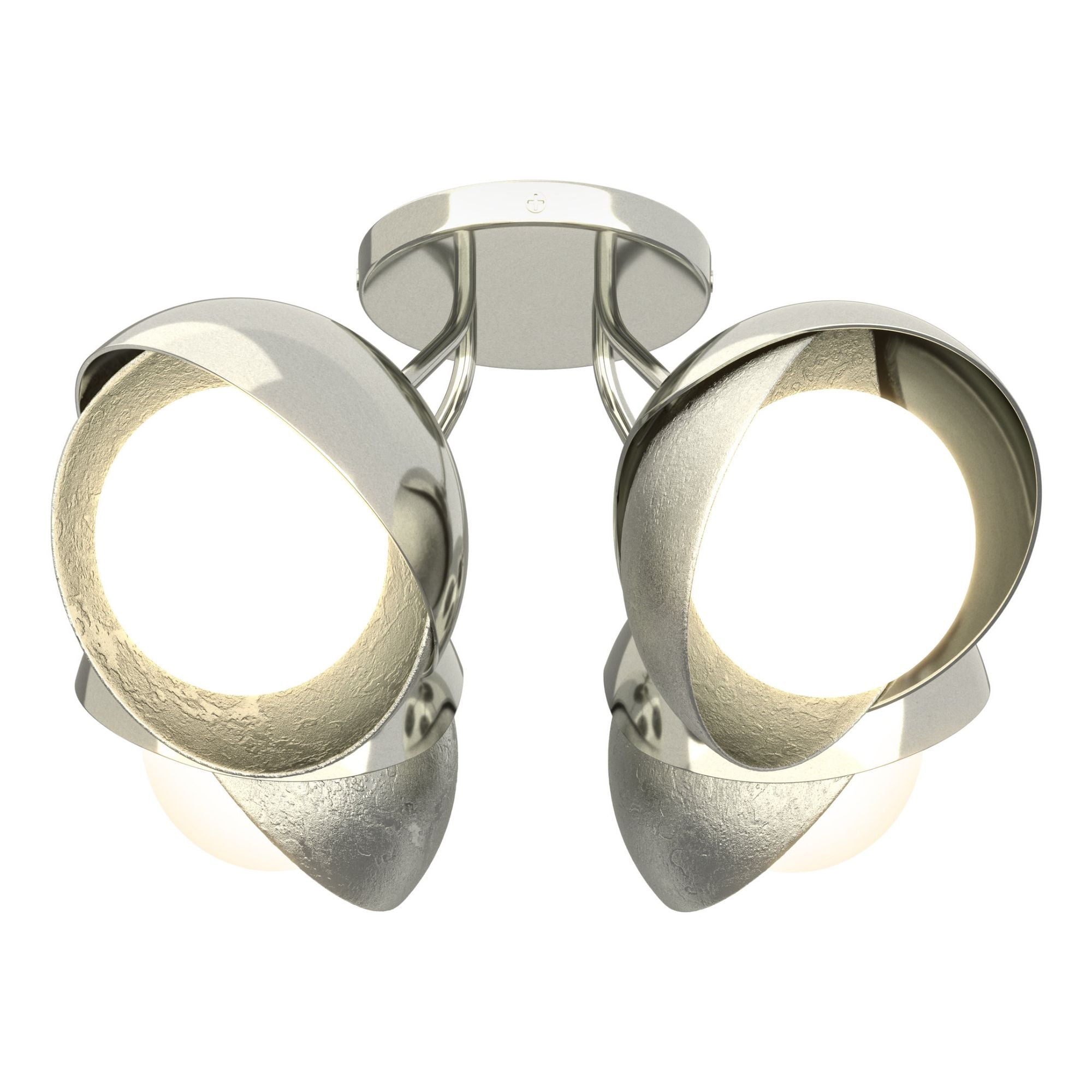 Brooklyn 4-Light Double Shade Semi-Flush 4-Light Sterling Accent Opal Glass (GG) in Sterling