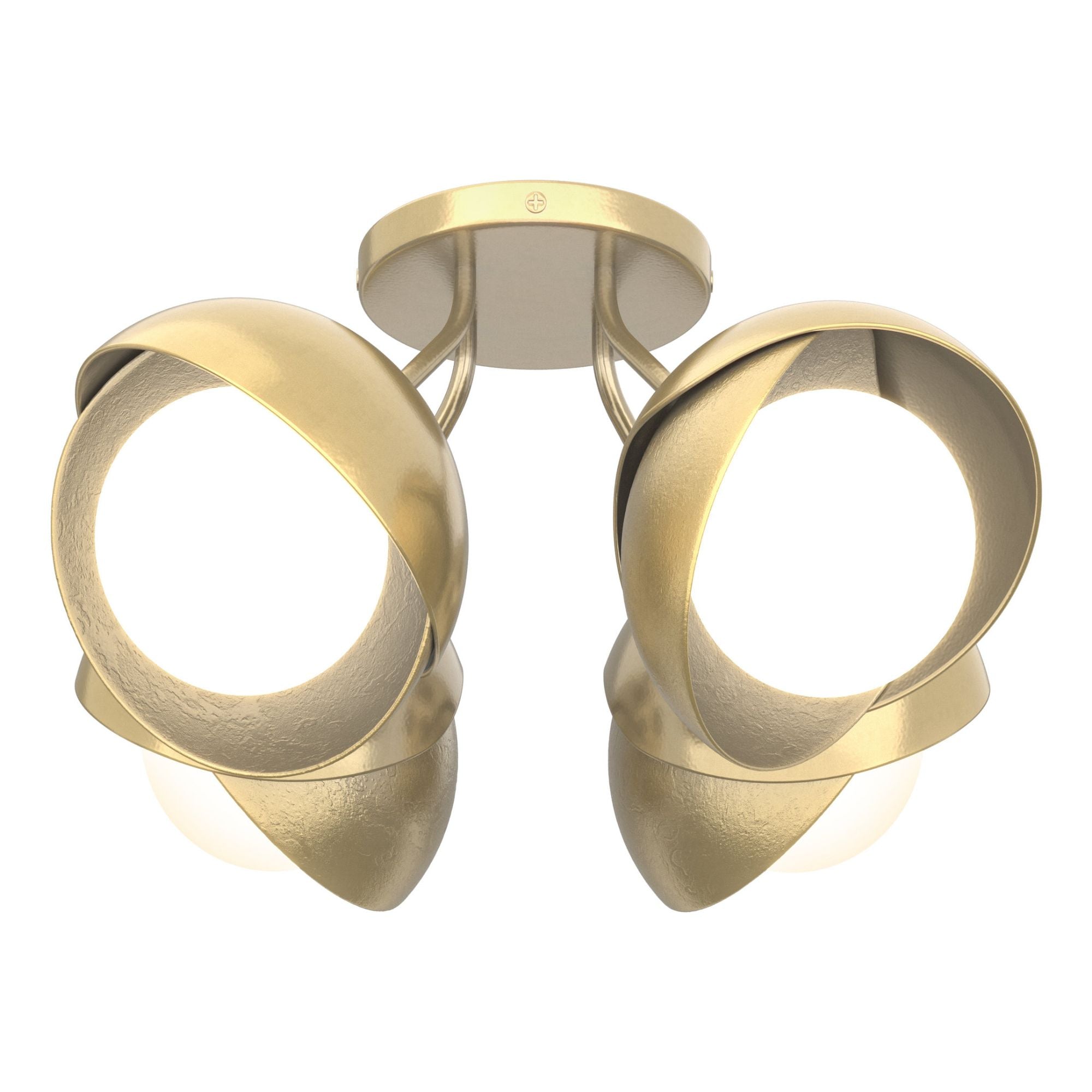 Brooklyn 4-Light Double Shade Semi-Flush 4-Light Modern Brass Accent Opal Glass (GG) in Modern Brass