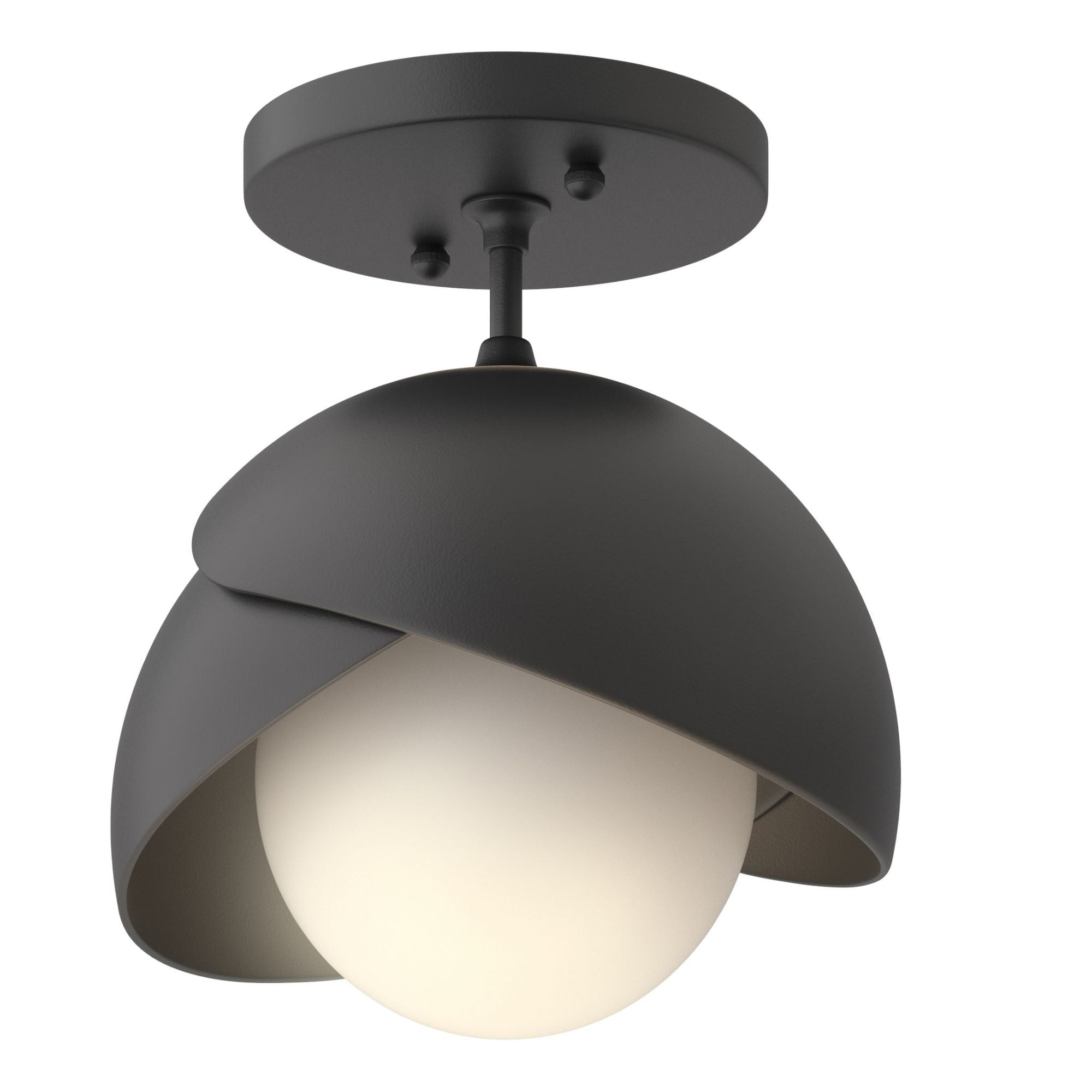 Brooklyn 1-Light Double Shade Semi-Flush 1-Light Black Accent Opal Glass (GG) in Black