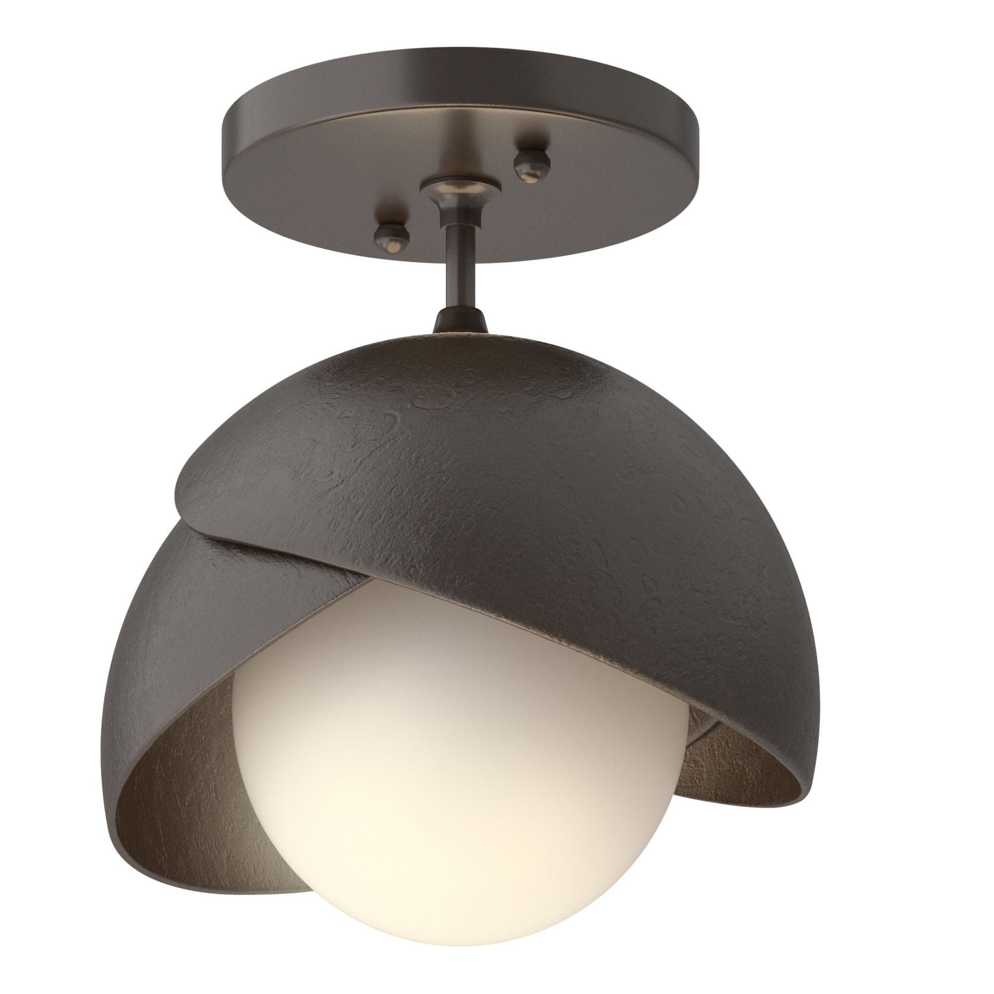 Brooklyn 1-Light Double Shade Semi-Flush 1-Light Oil Rubbed Bronze Accent Opal Glass (GG) in Oil Rubbed Bronze