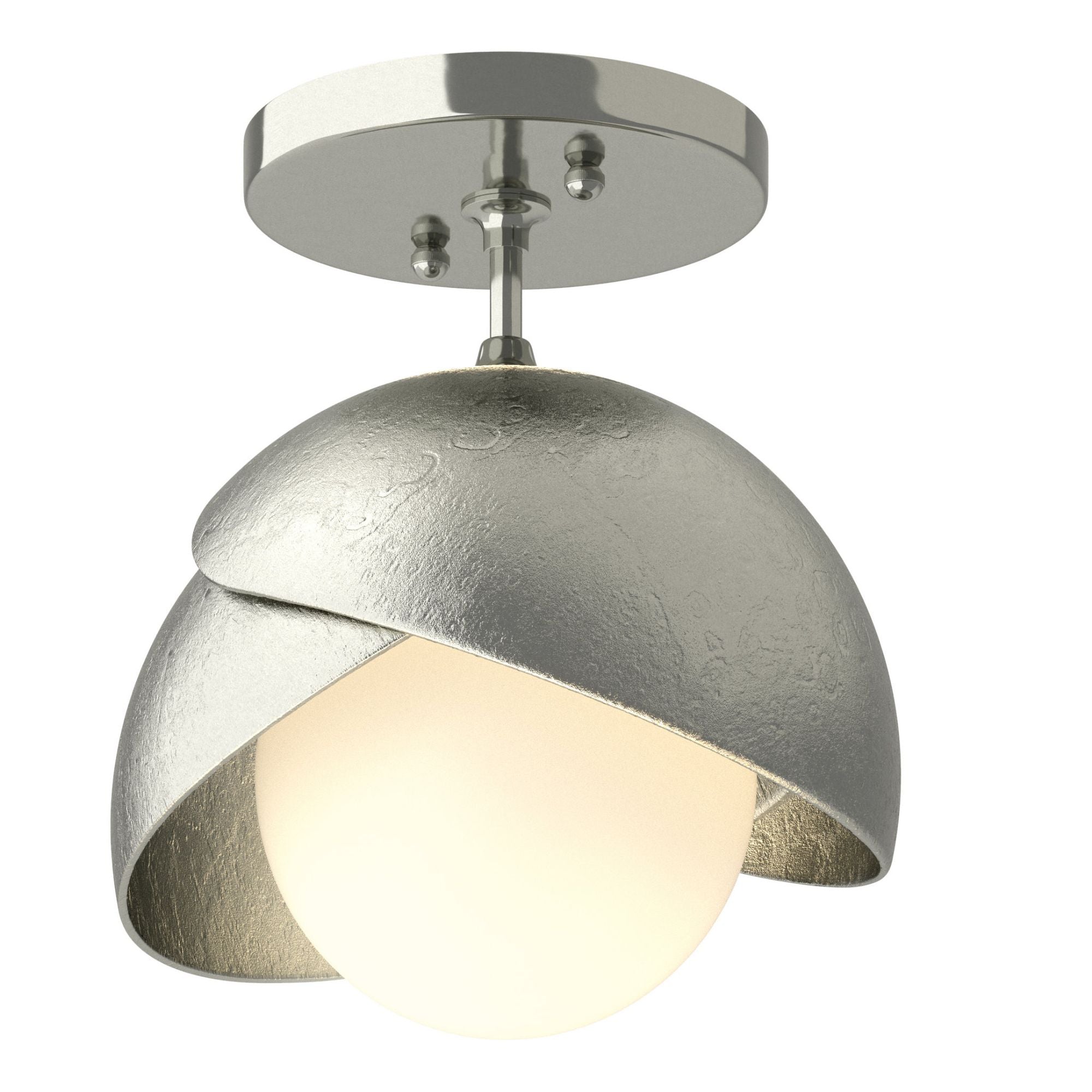 Brooklyn 1-Light Double Shade Semi-Flush 1-Light Sterling Accent Opal Glass (GG) in Sterling